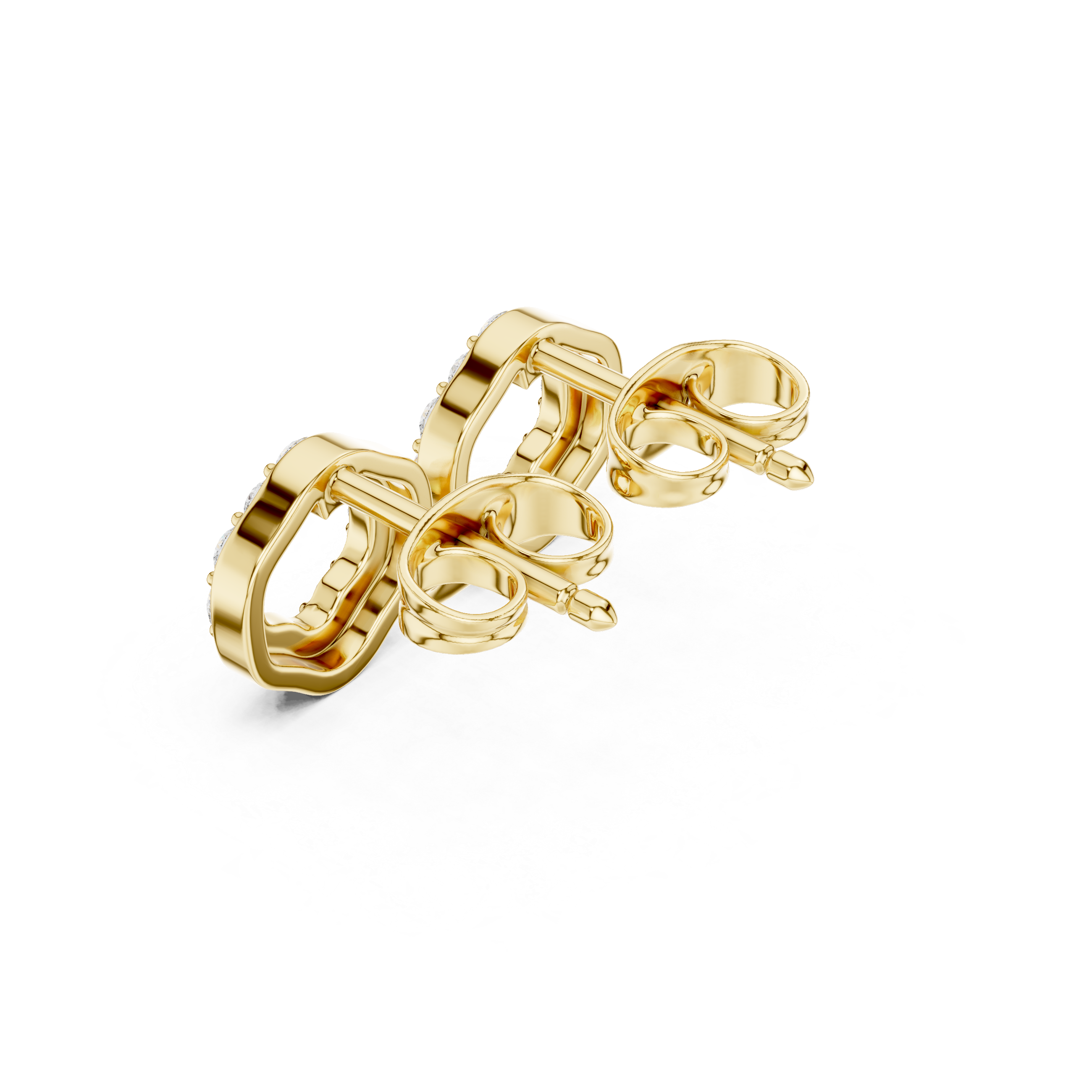 Open Circle Diamond Stud Earrings