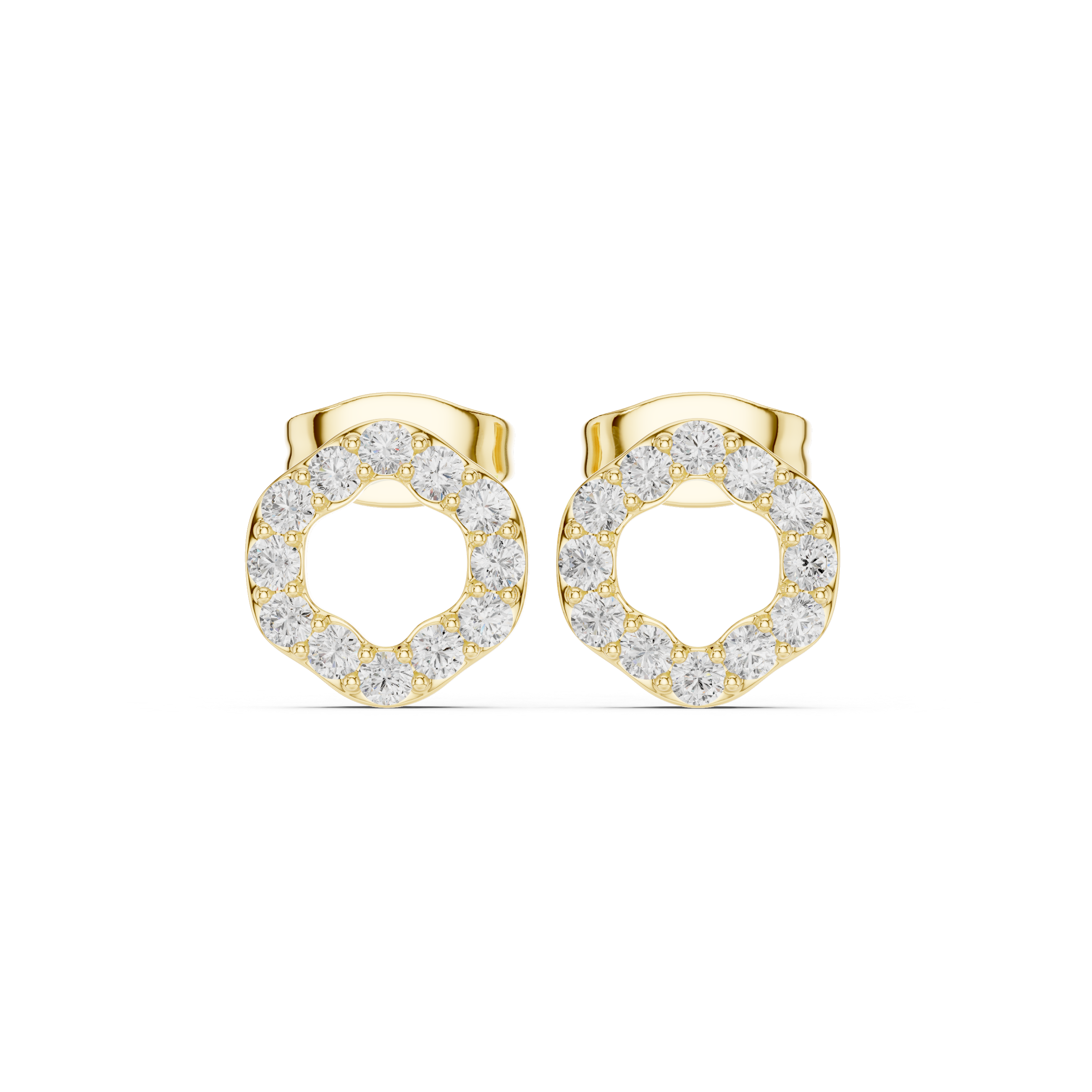 Open Circle Diamond Stud Earrings