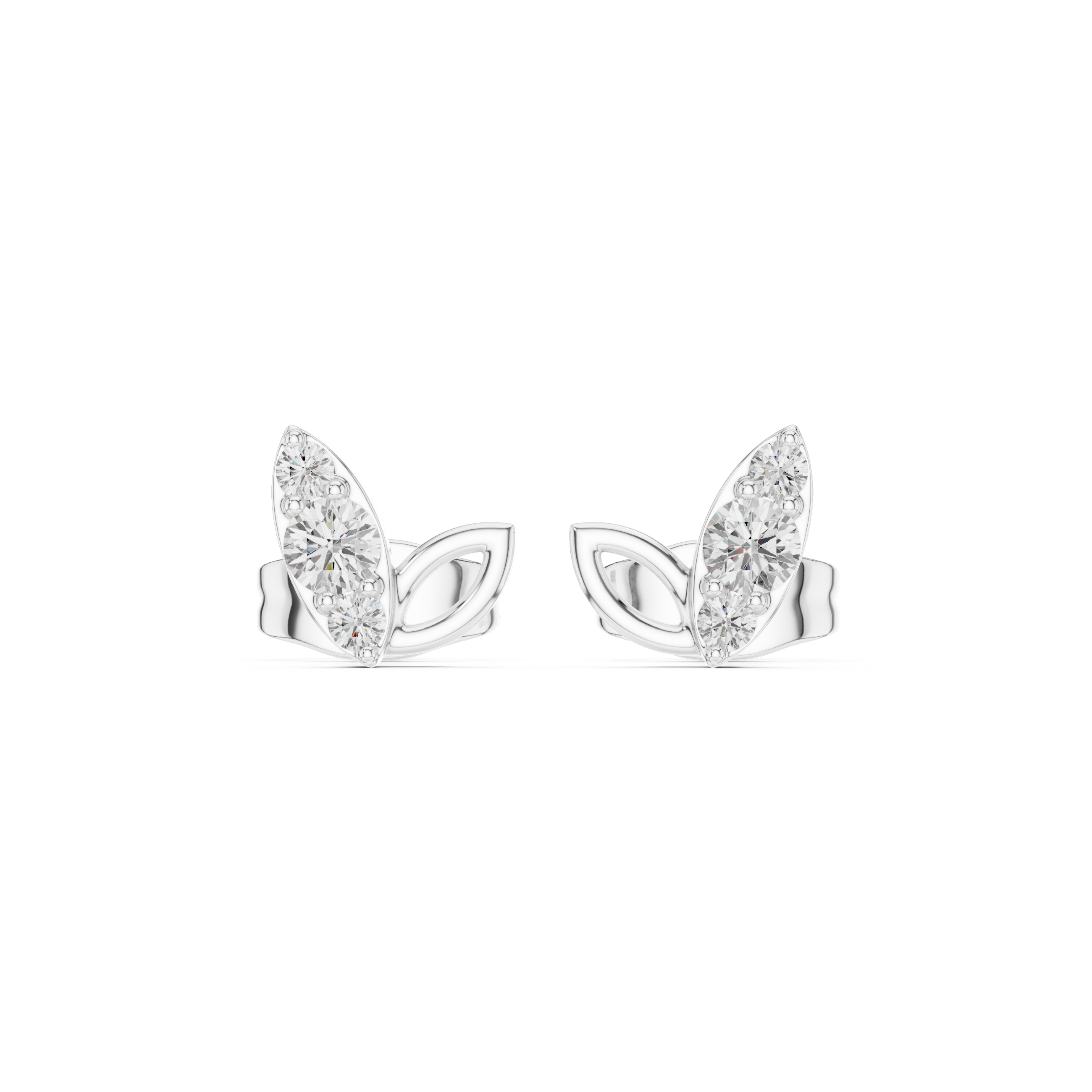 Leaf-Inspired Diamond Stud Earrings