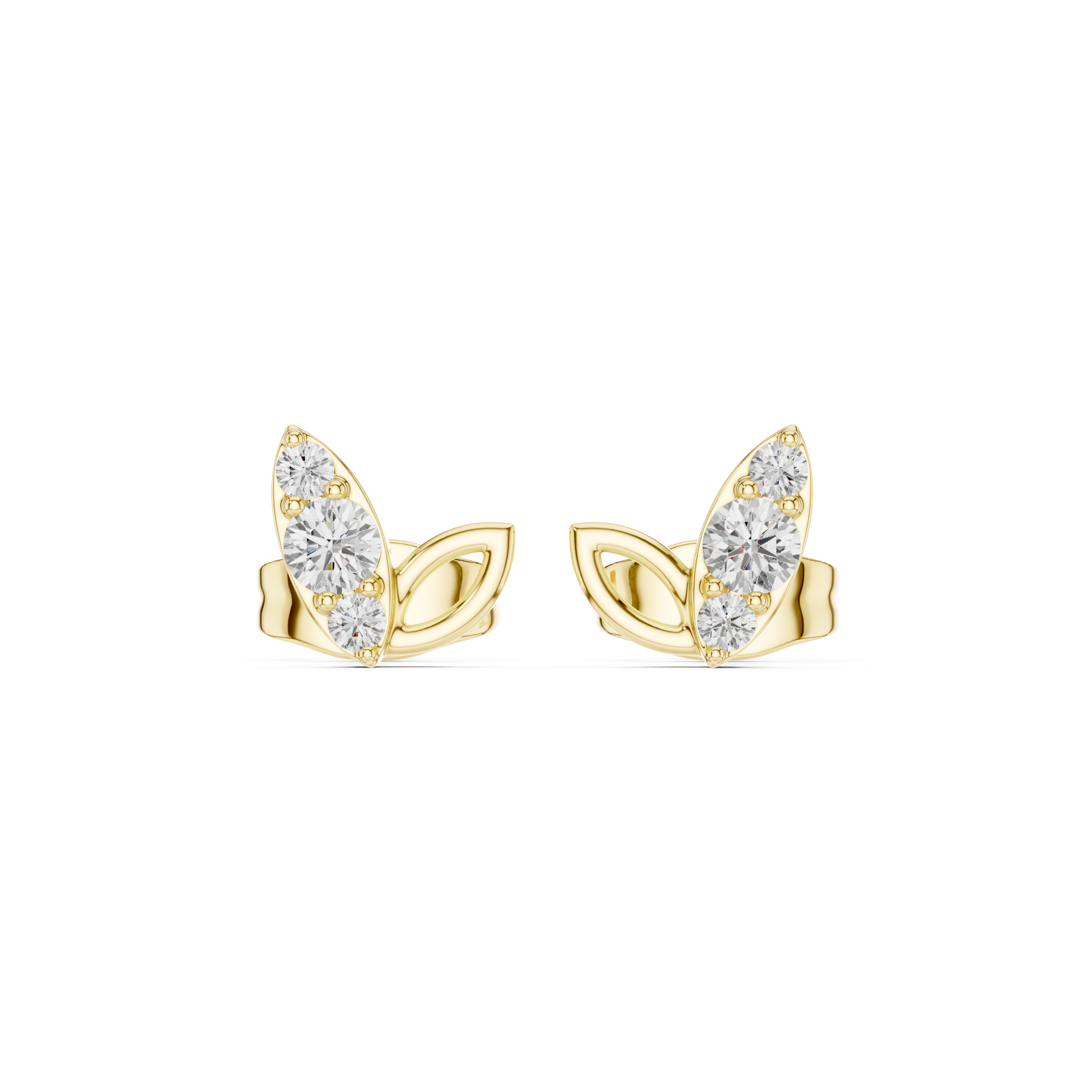 Leaf-Inspired Diamond Stud Earrings