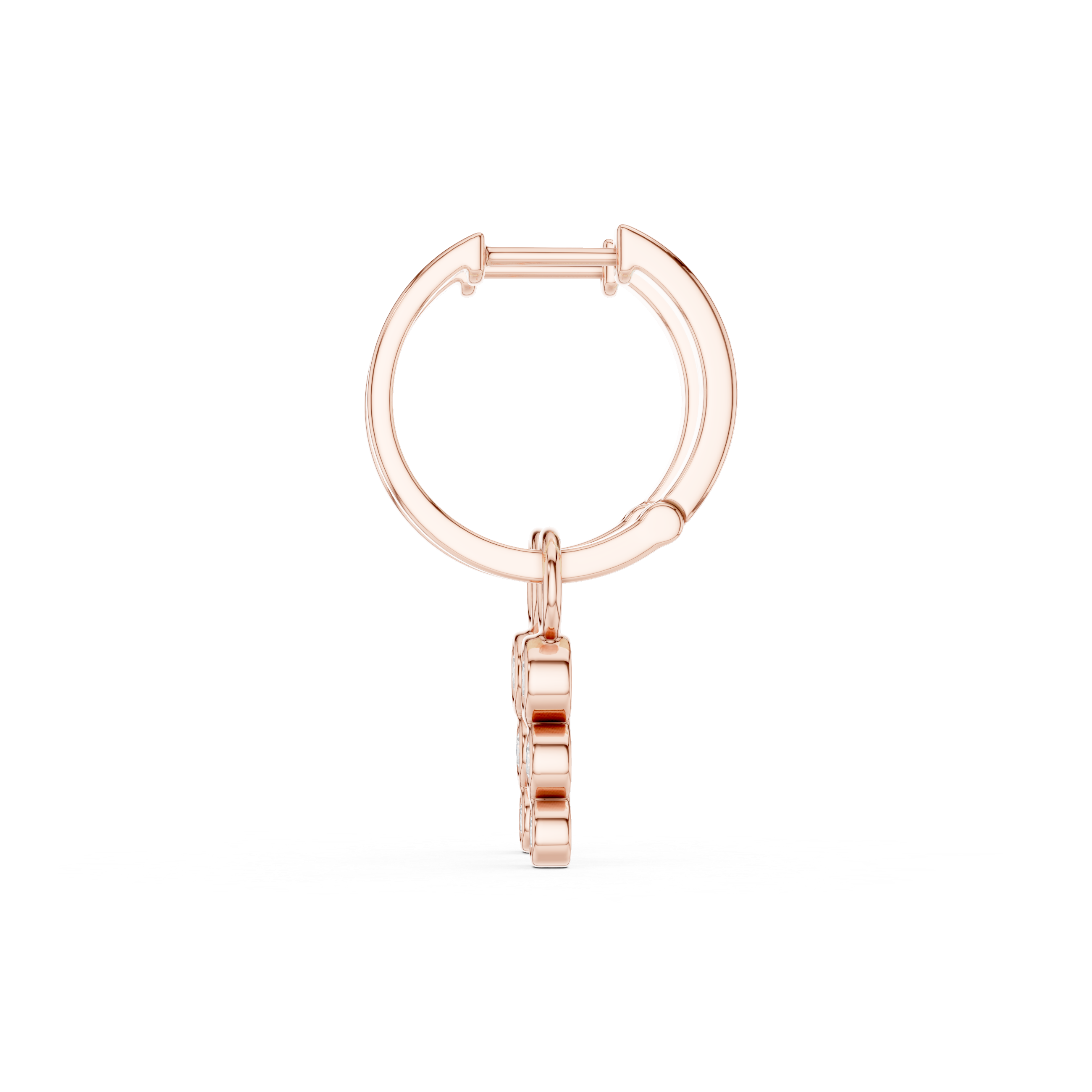 Minimal Bezel Diamond Drop Hoop Earrings