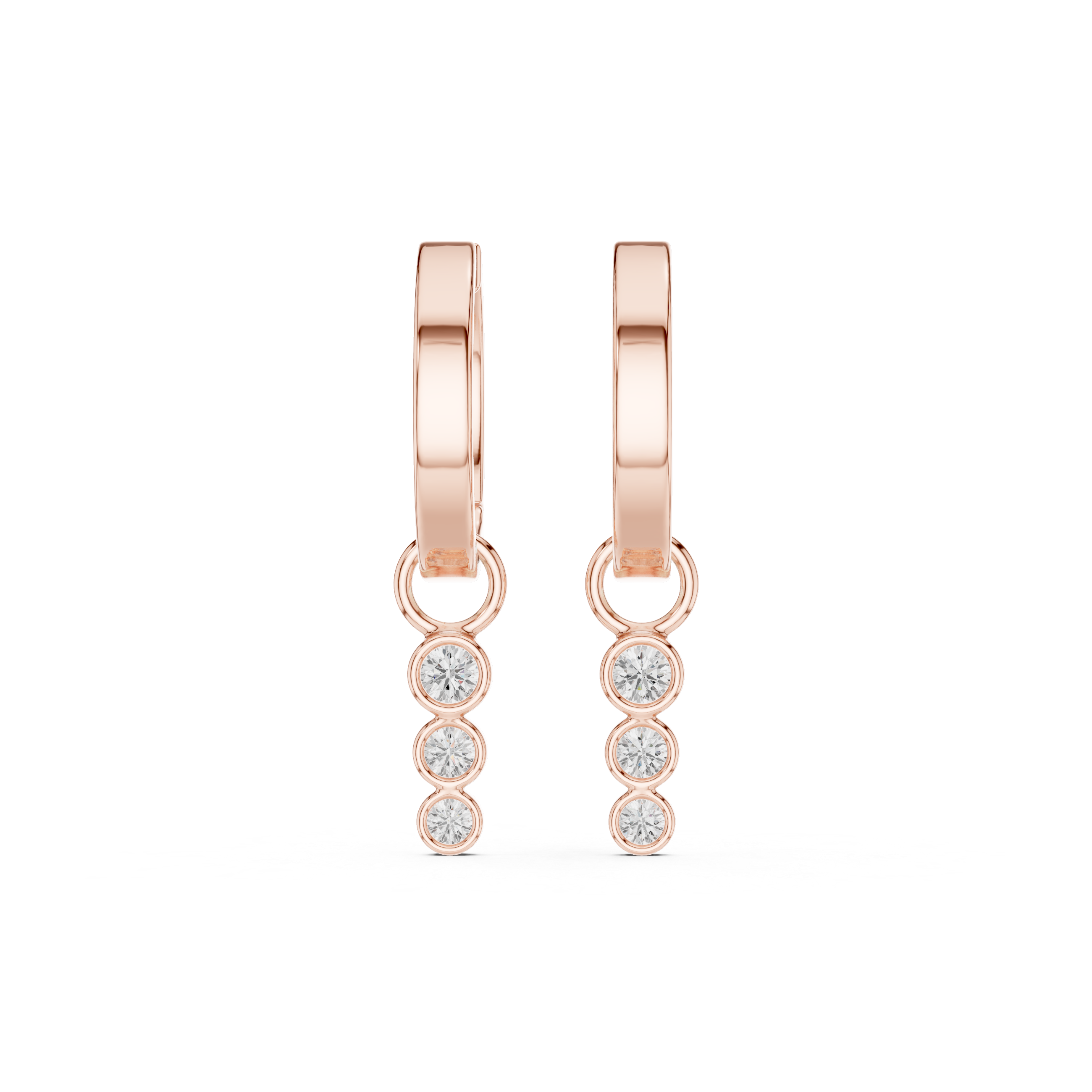Minimal Bezel Diamond Drop Hoop Earrings