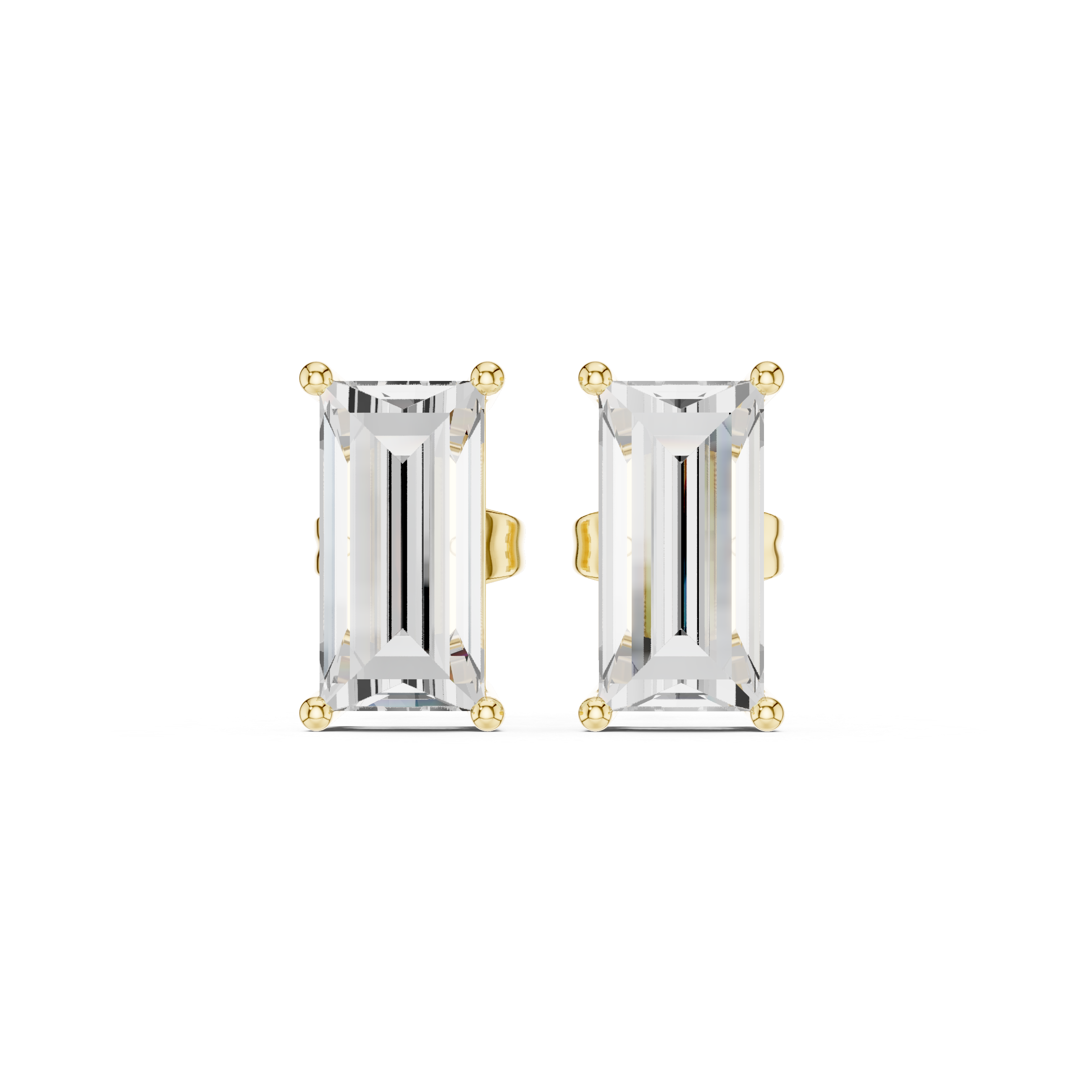 Baguette Cut Solitaire Stud Earrings