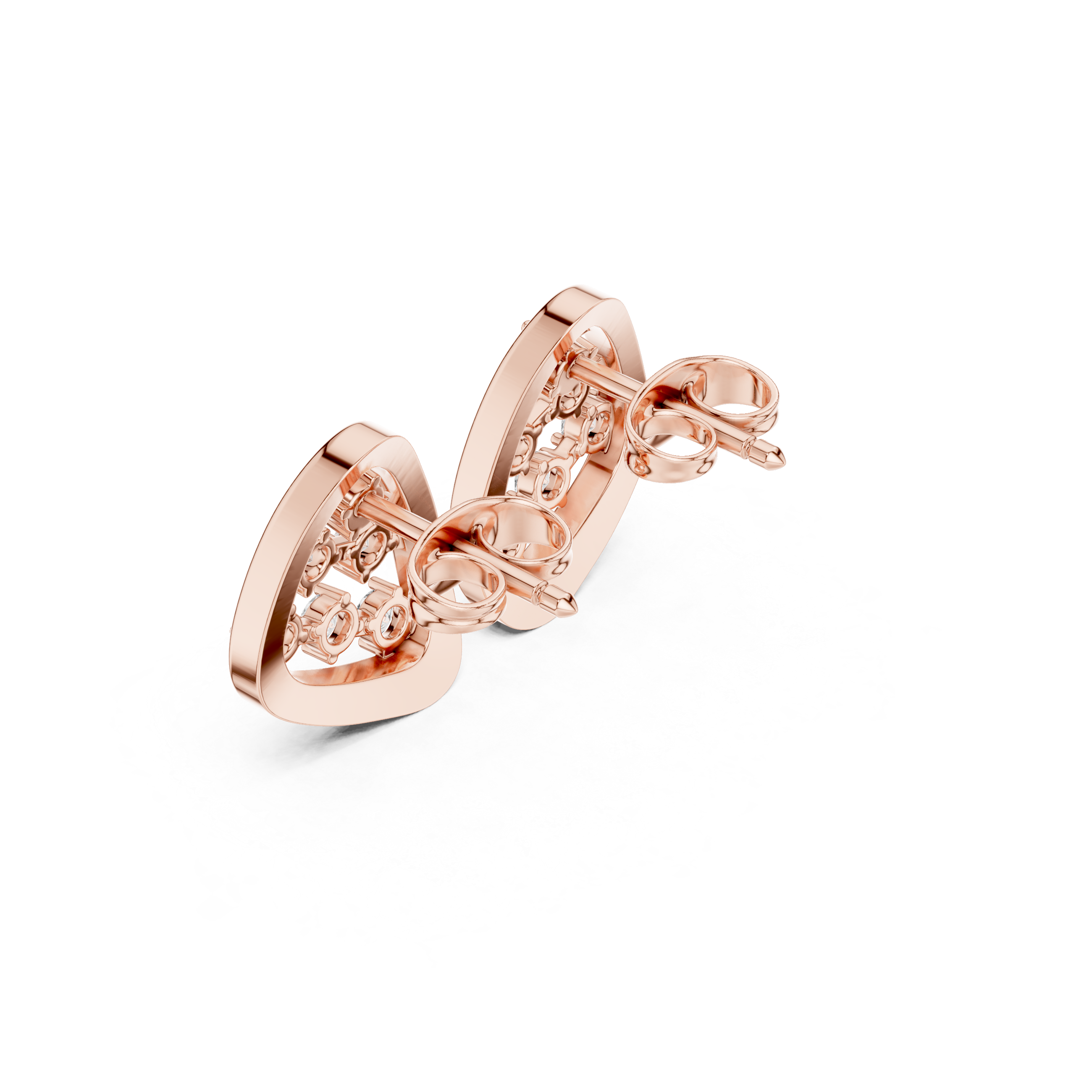 Open Triangle Diamond Accent Stud Earrings