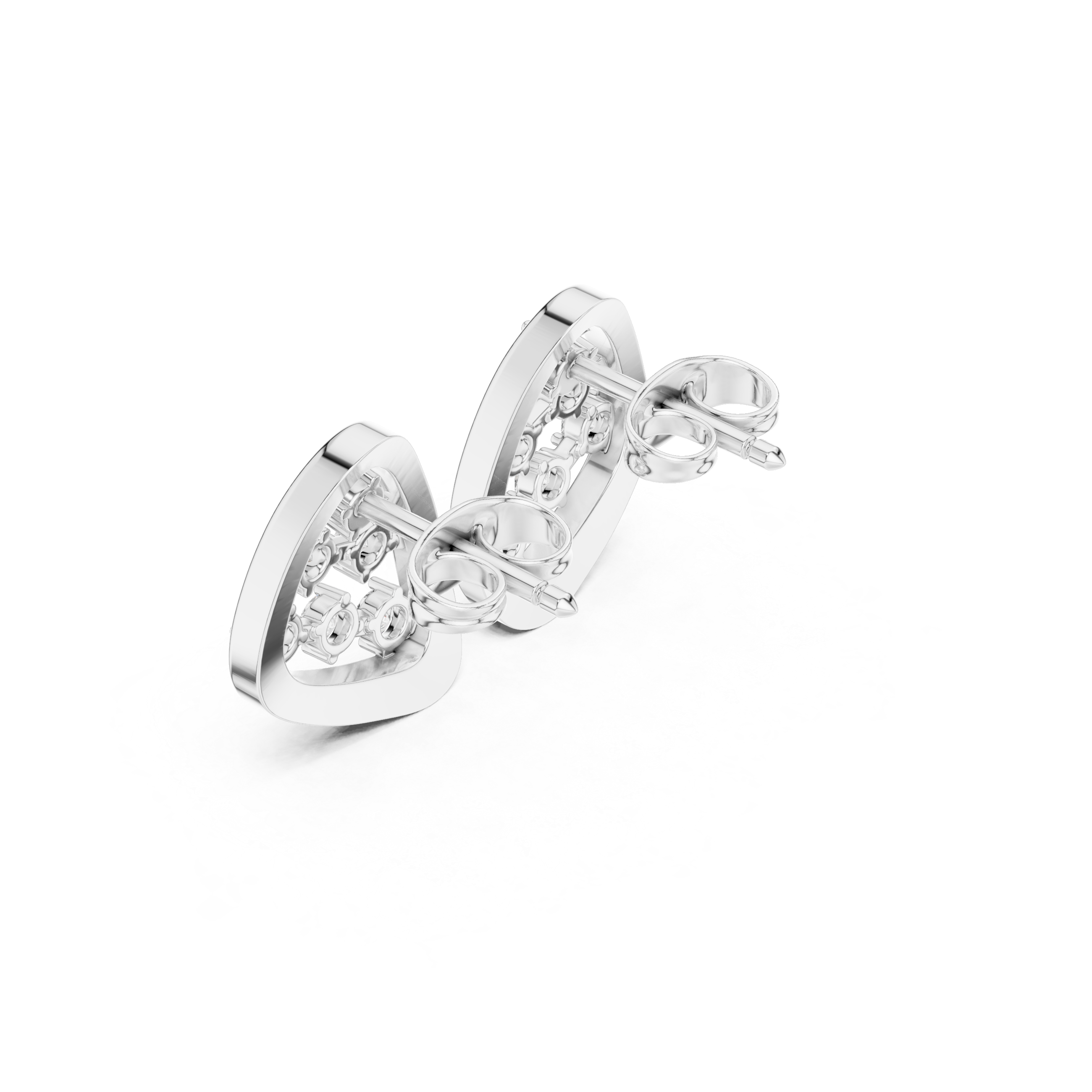 Open Triangle Diamond Accent Stud Earrings