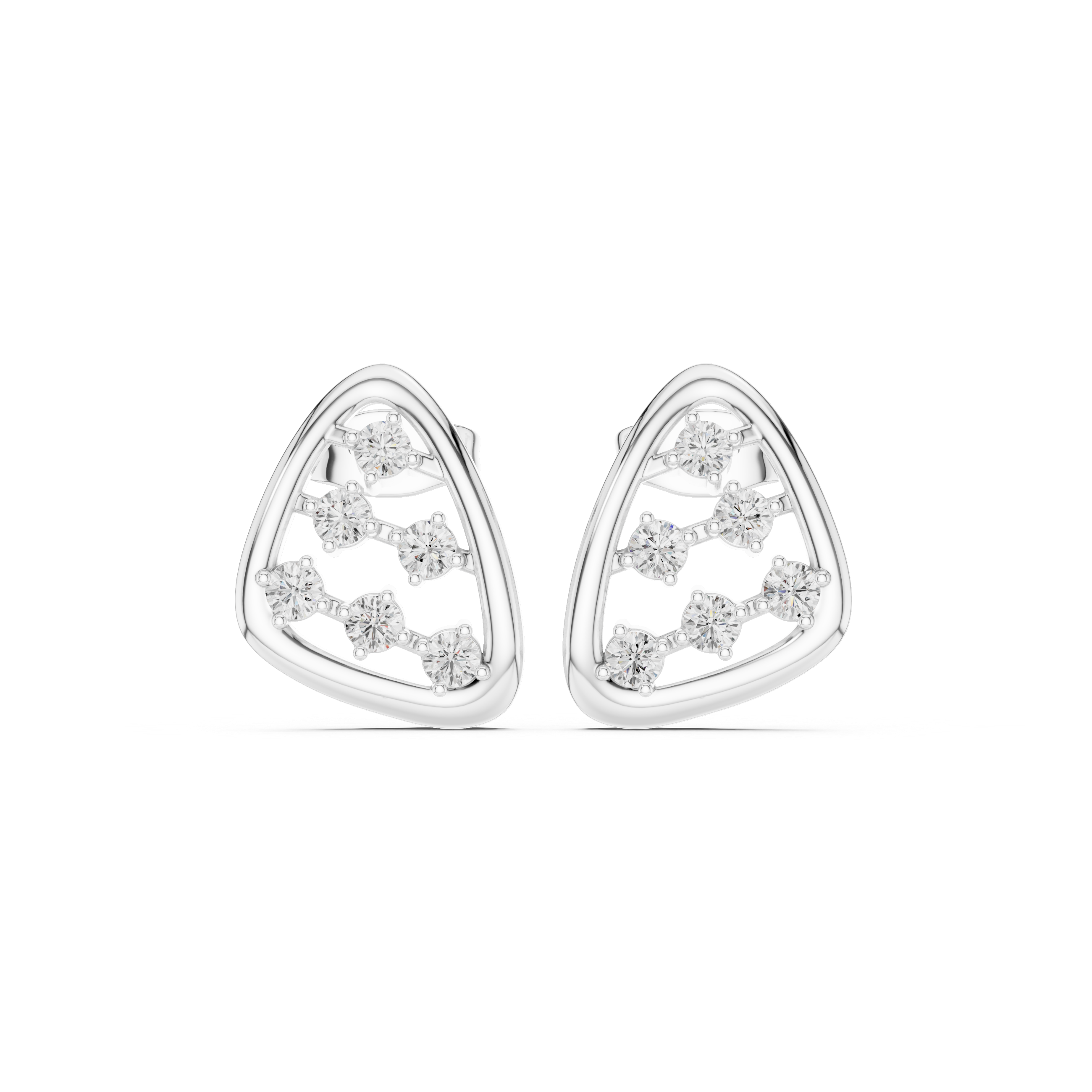 Open Triangle Diamond Accent Stud Earrings
