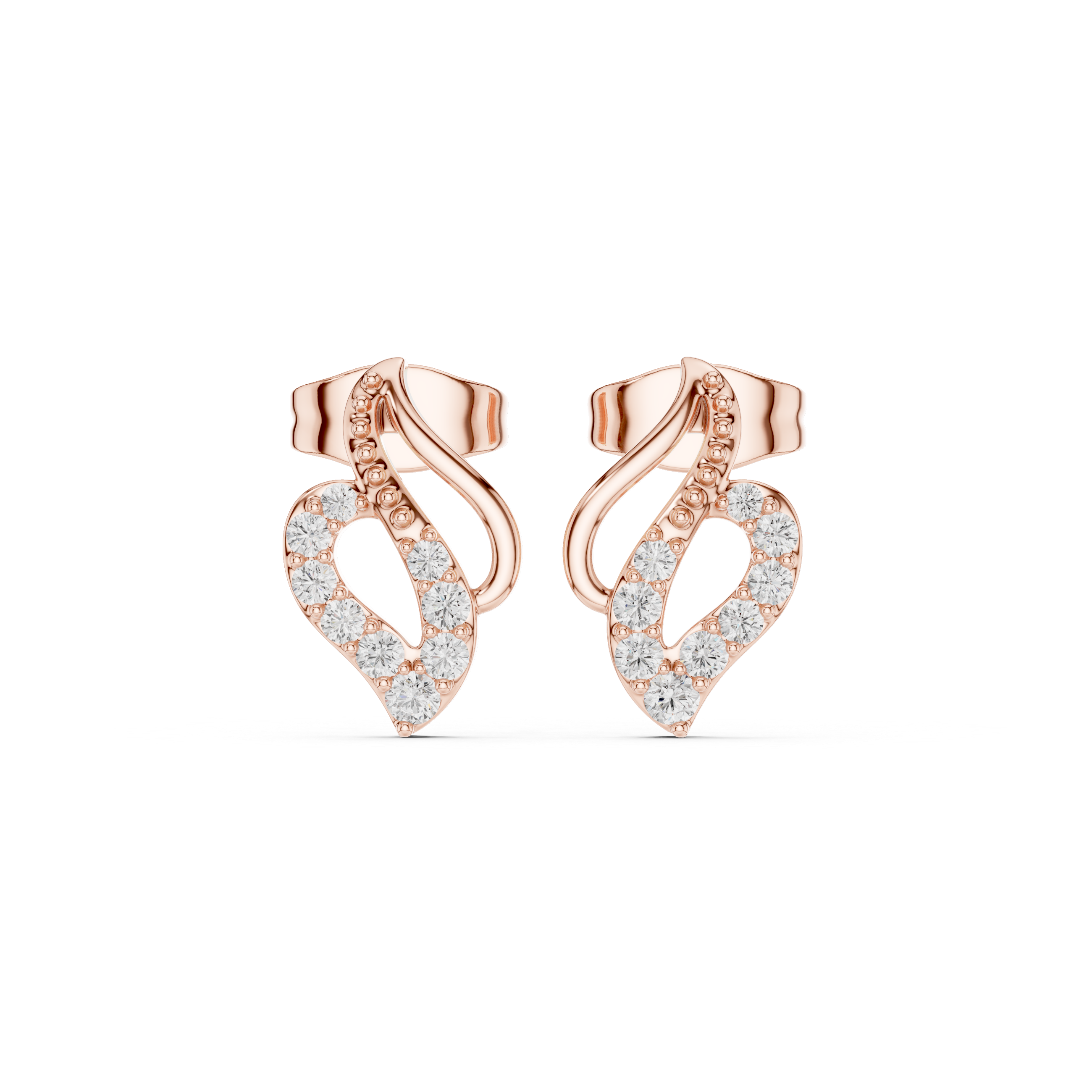 Open Heart Twist Diamond Stud Earrings