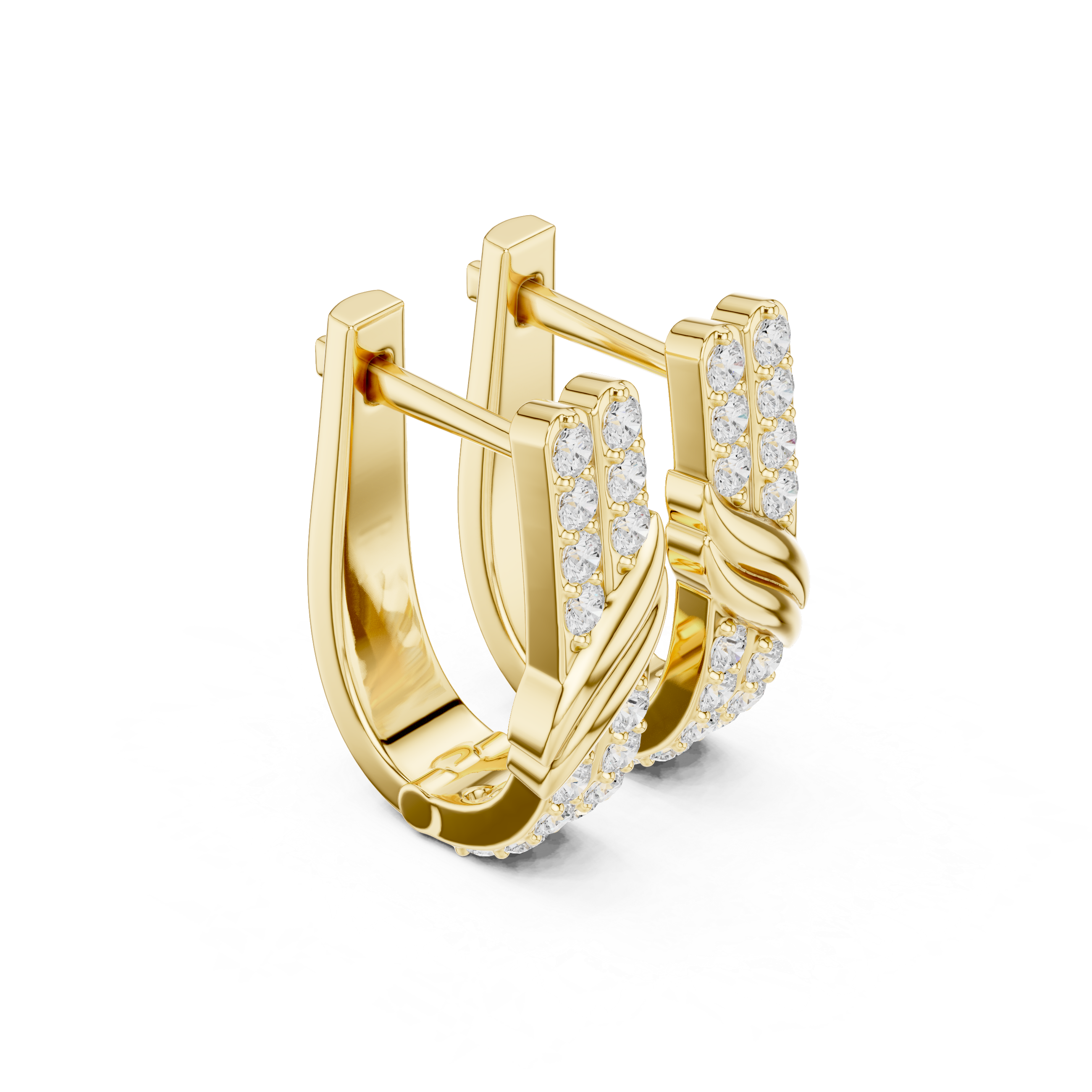 Twisted Bar Diamond Hoop Earrings