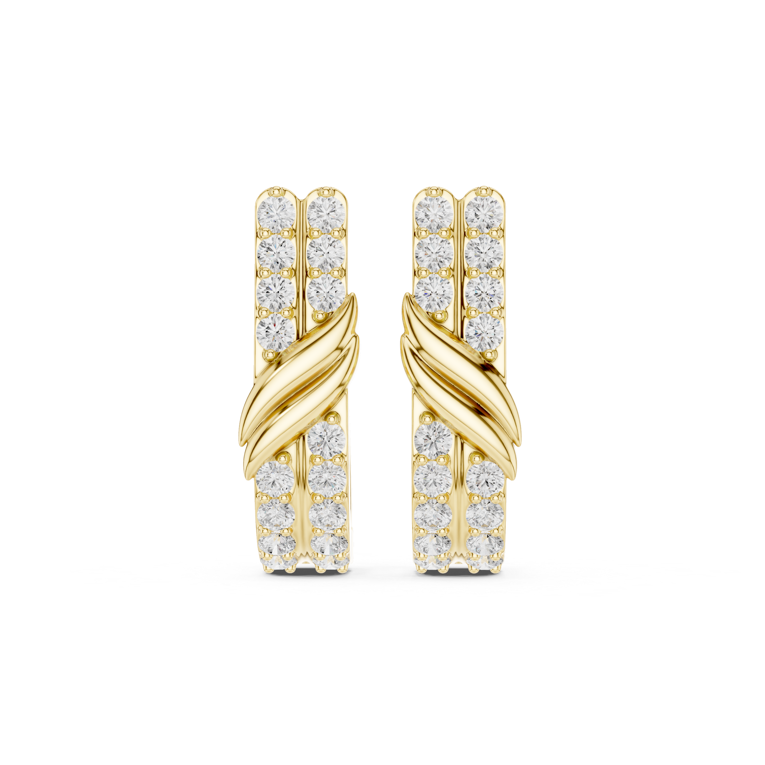 Twisted Bar Diamond Hoop Earrings