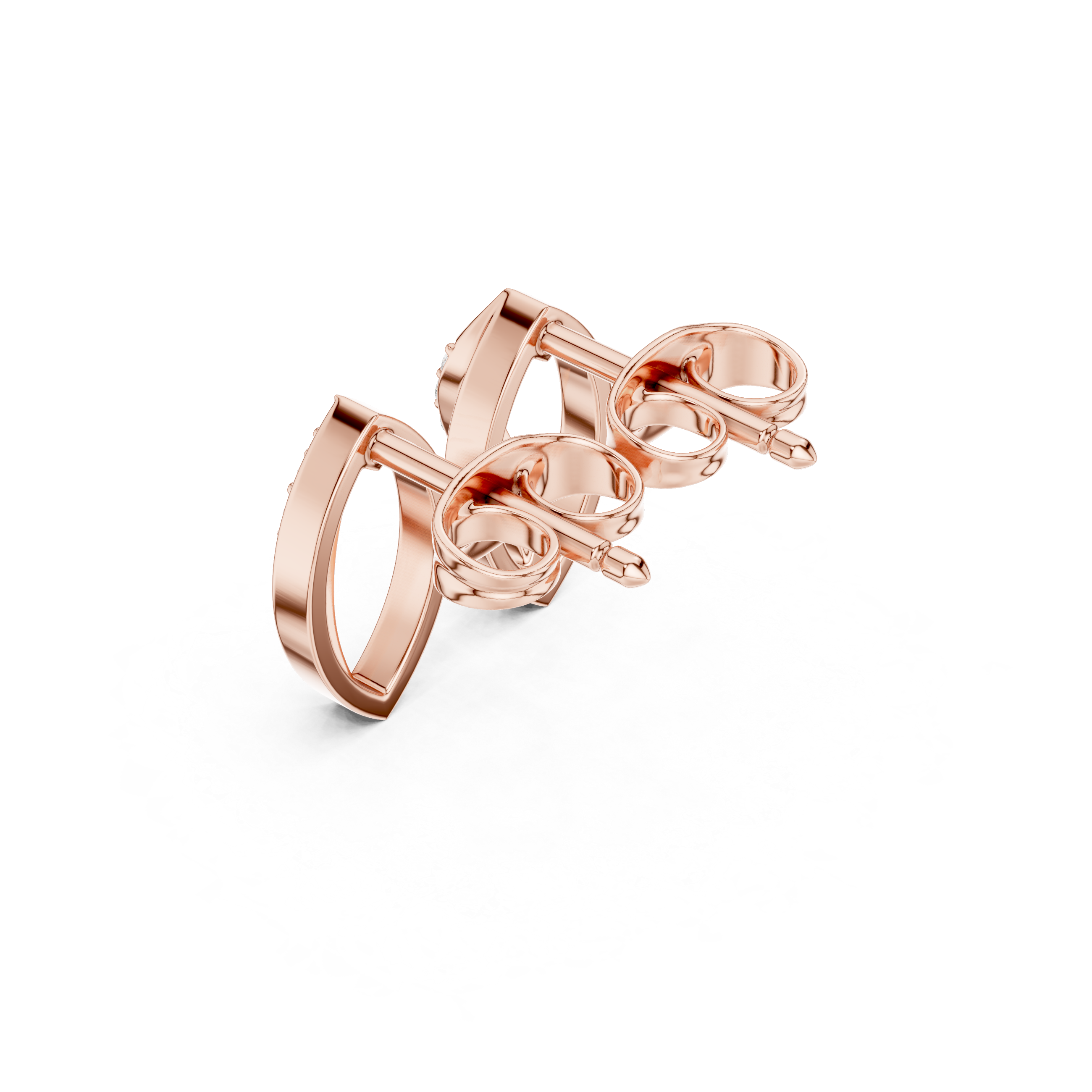 Minimal Leaf Curve Diamond Stud Earrings