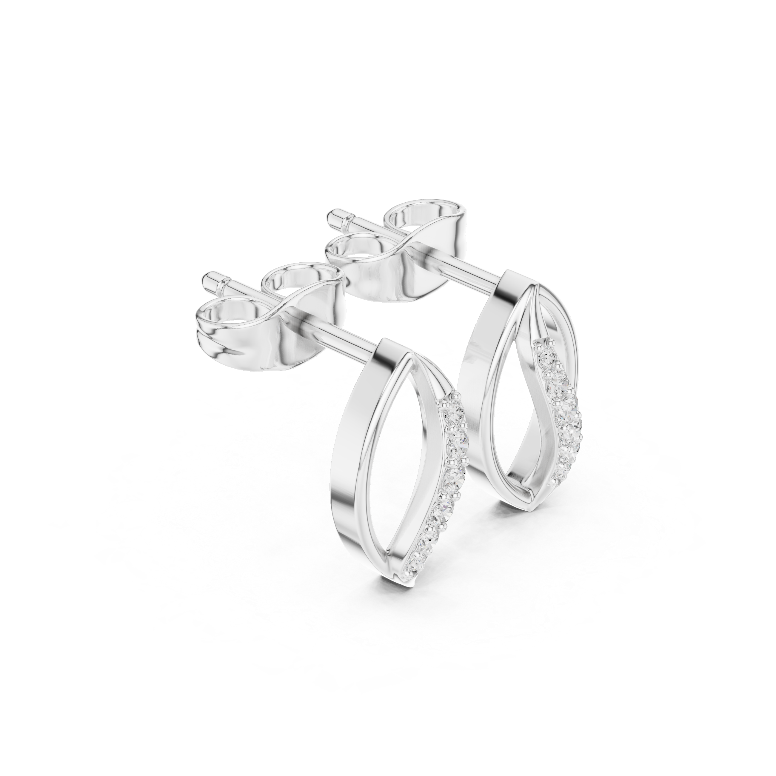Minimal Leaf Curve Diamond Stud Earrings