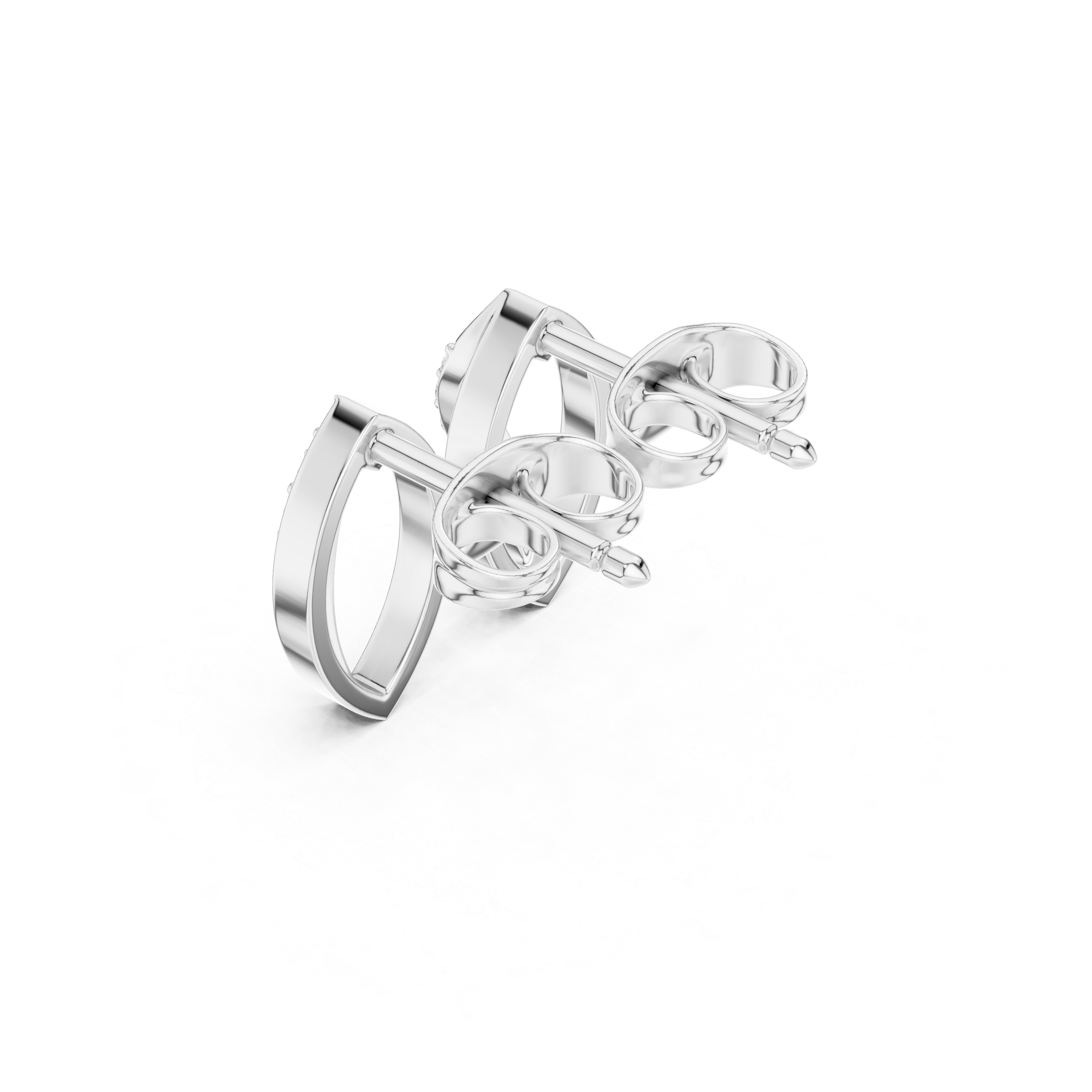 Minimal Leaf Curve Diamond Stud Earrings
