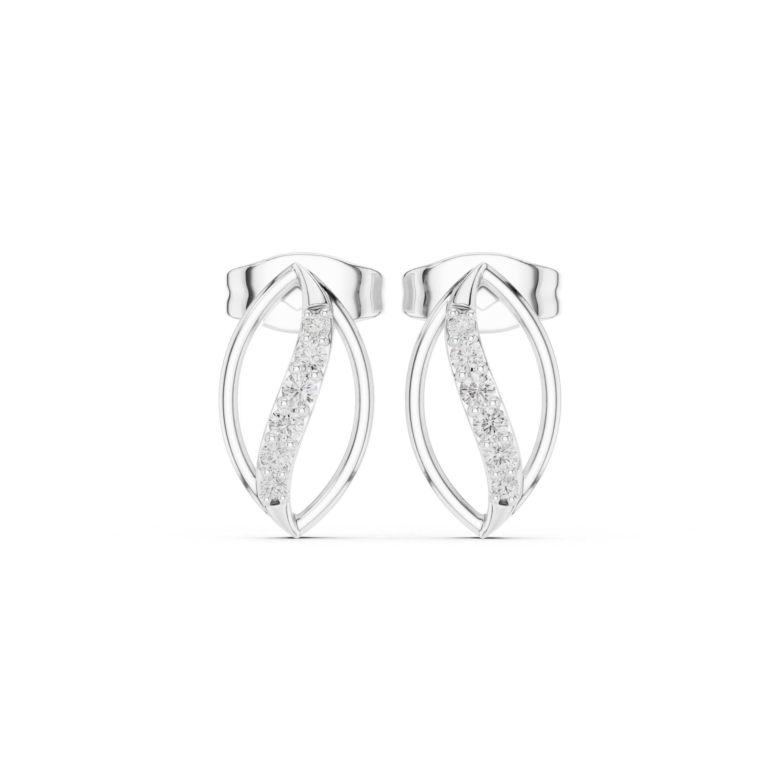 Minimal Leaf Curve Diamond Stud Earrings