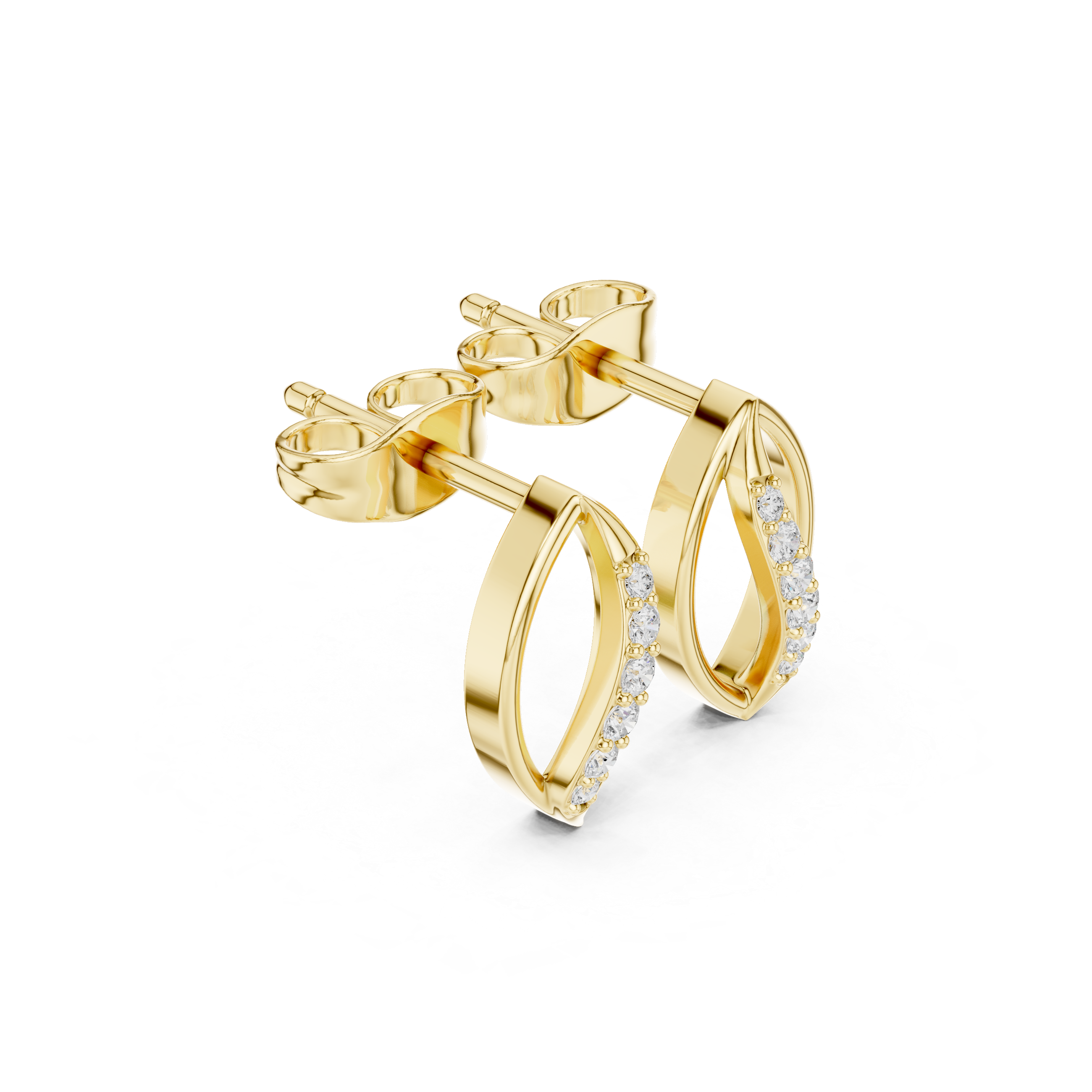Minimal Leaf Curve Diamond Stud Earrings