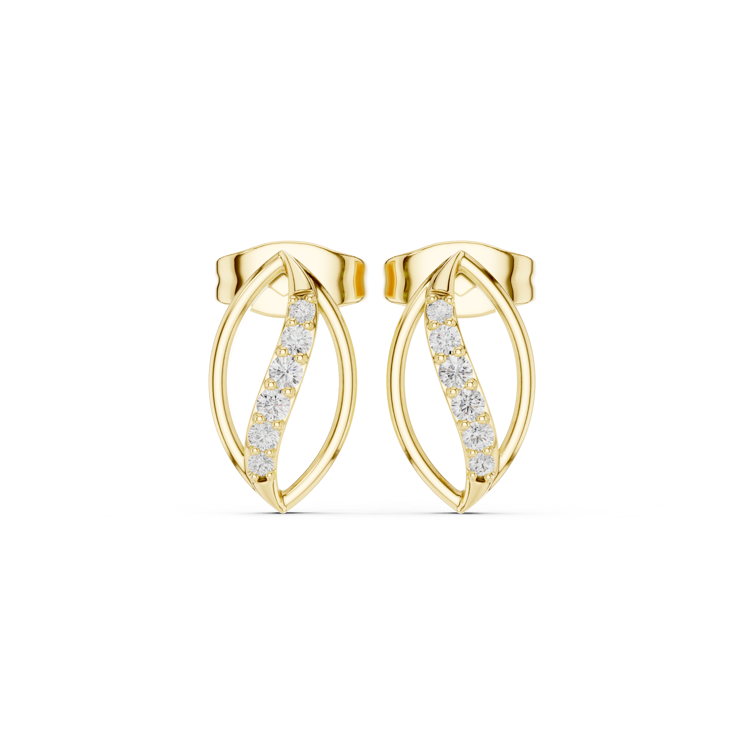 Minimal Leaf Curve Diamond Stud Earrings