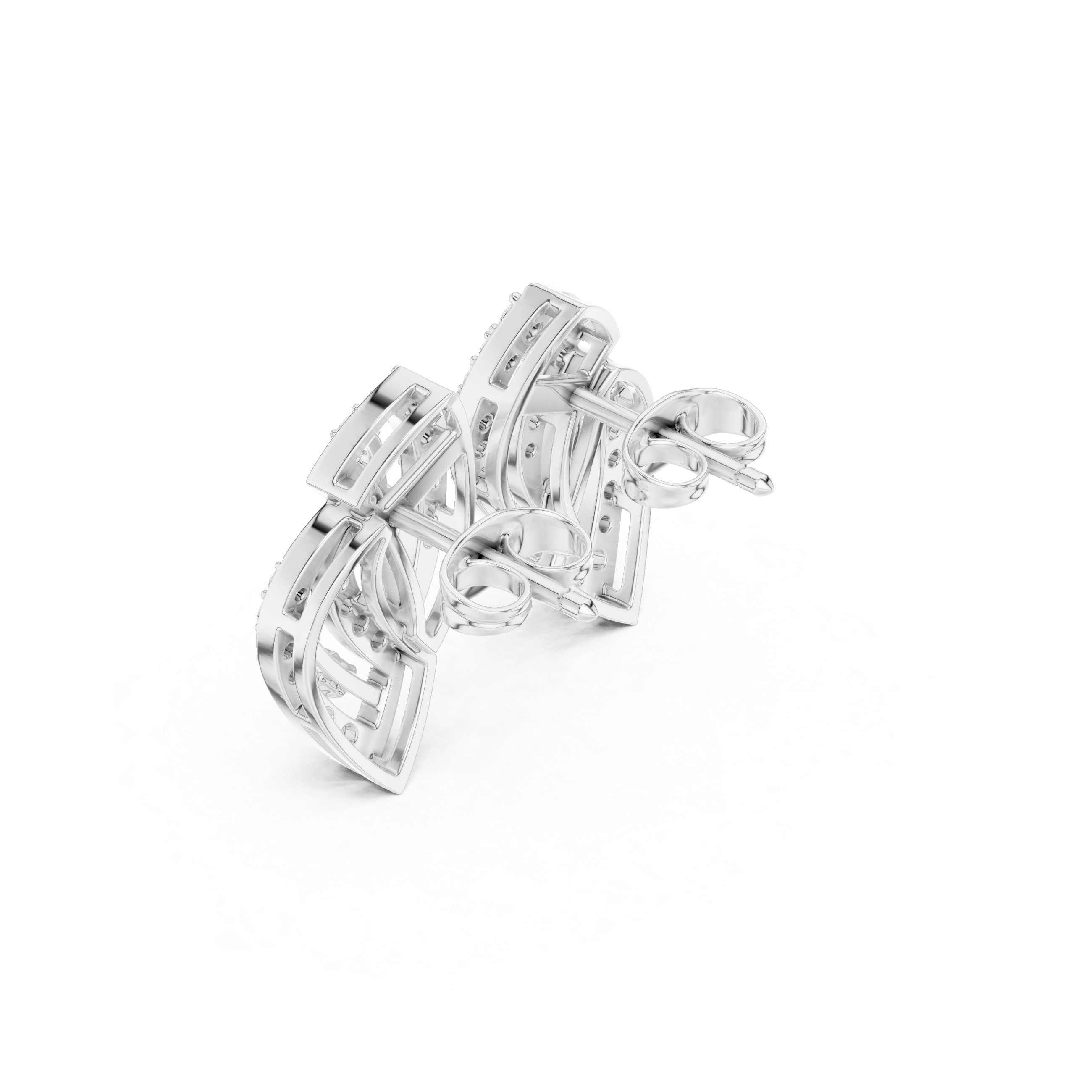 Twisted Leaf Pavé Diamond Stud Earrings