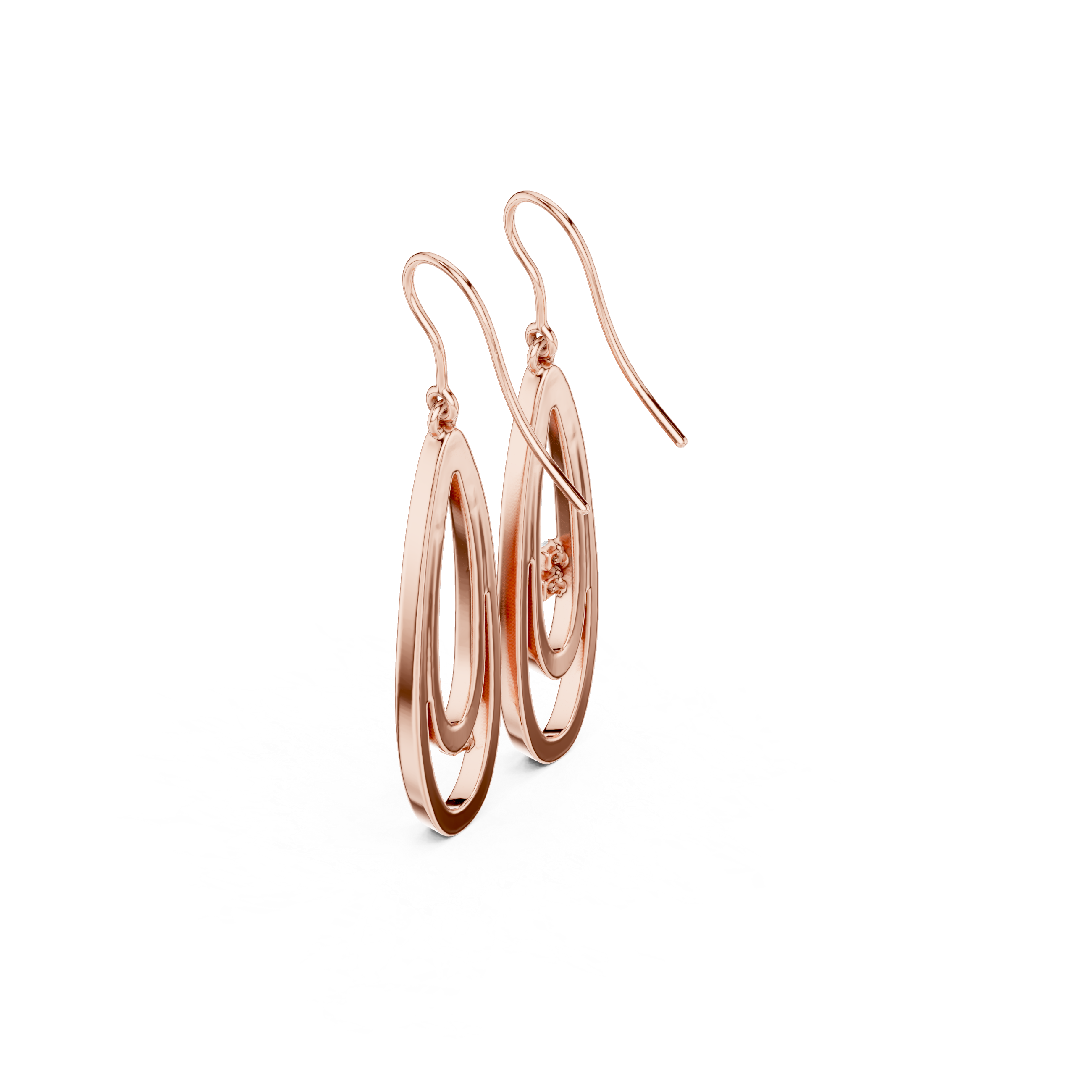 Double Oval Open Drop Diamond Earrings