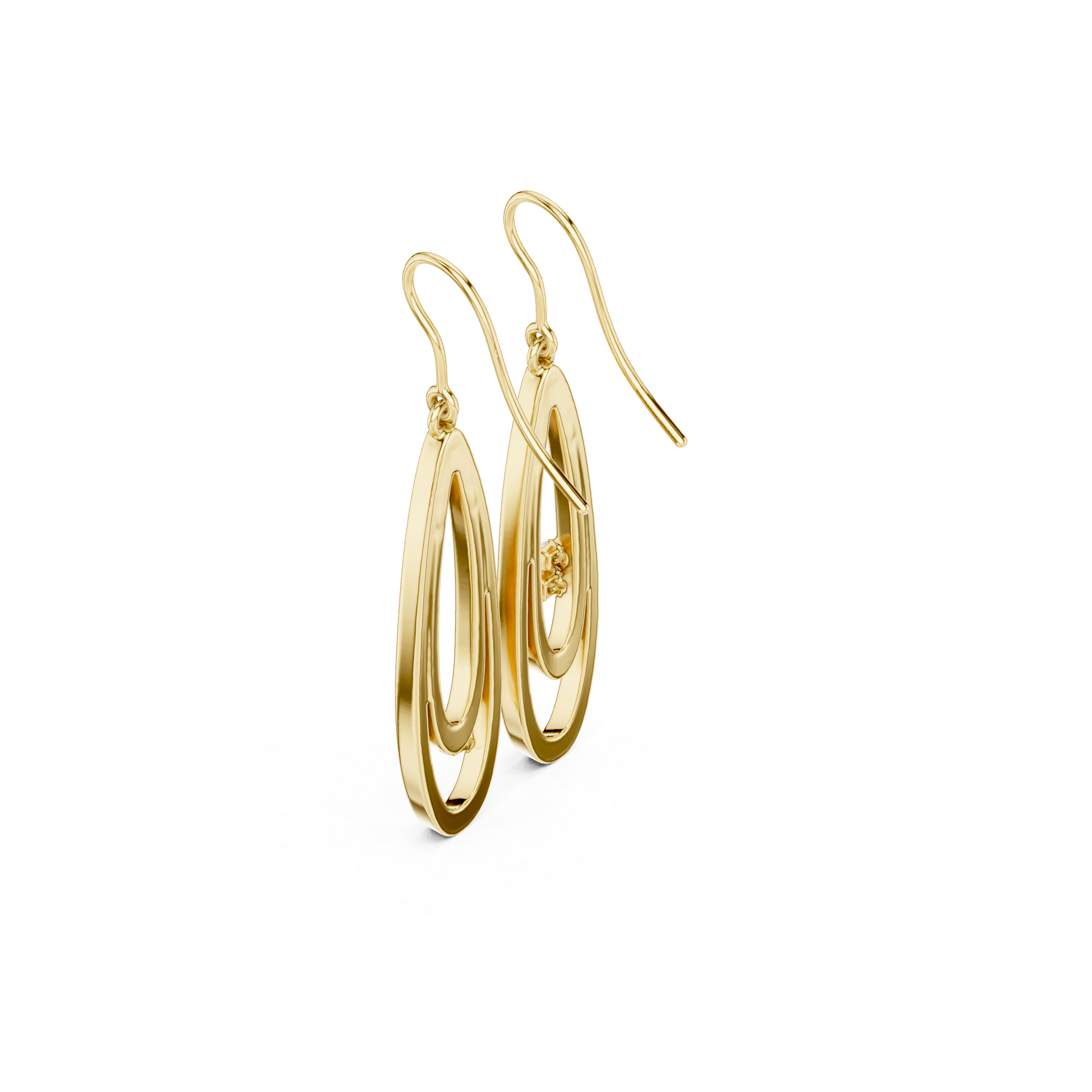 Double Oval Open Drop Diamond Earrings