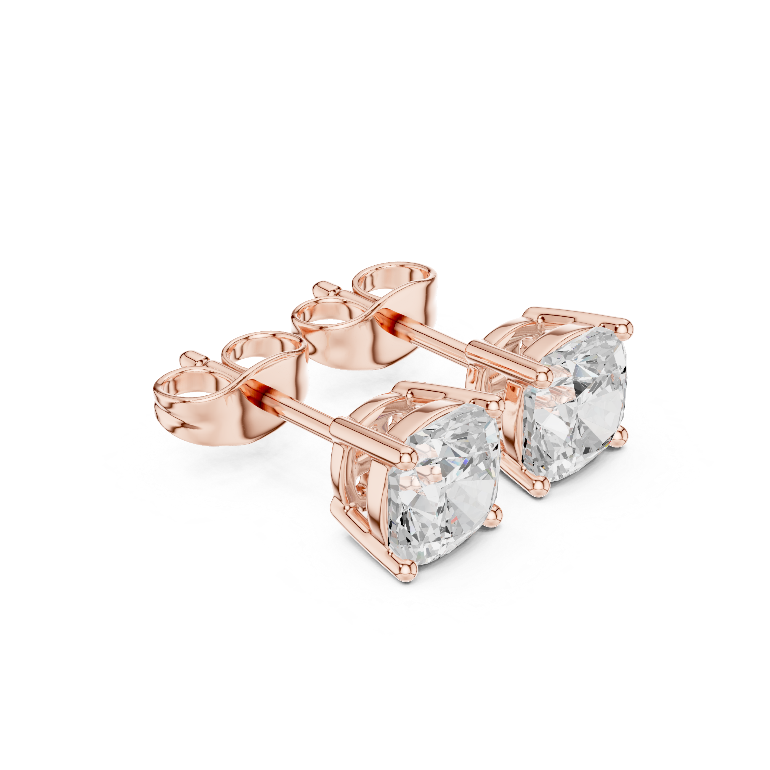 Cushion Cut Solitaire Stud Earrings