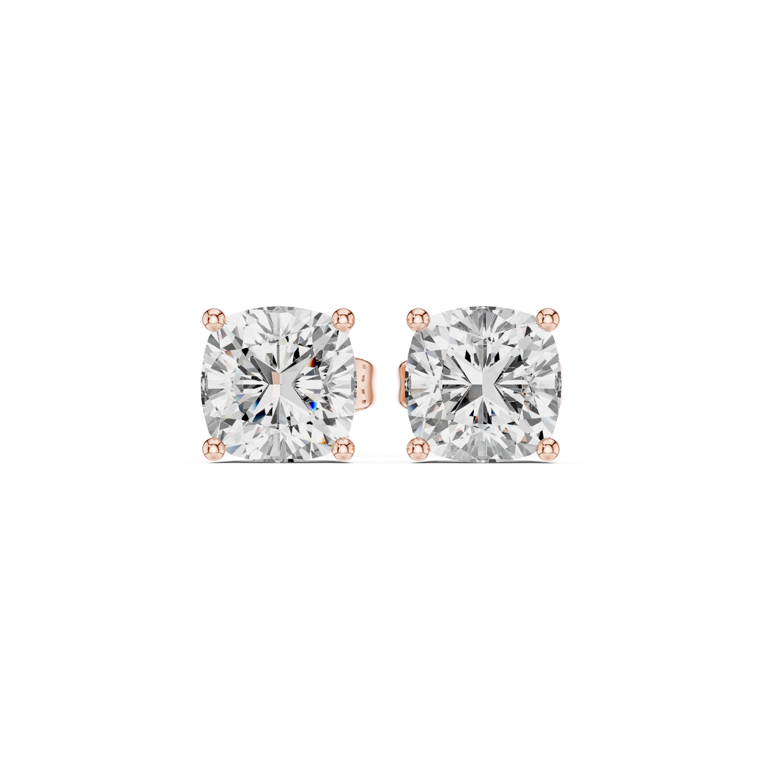 Cushion Cut Solitaire Stud Earrings