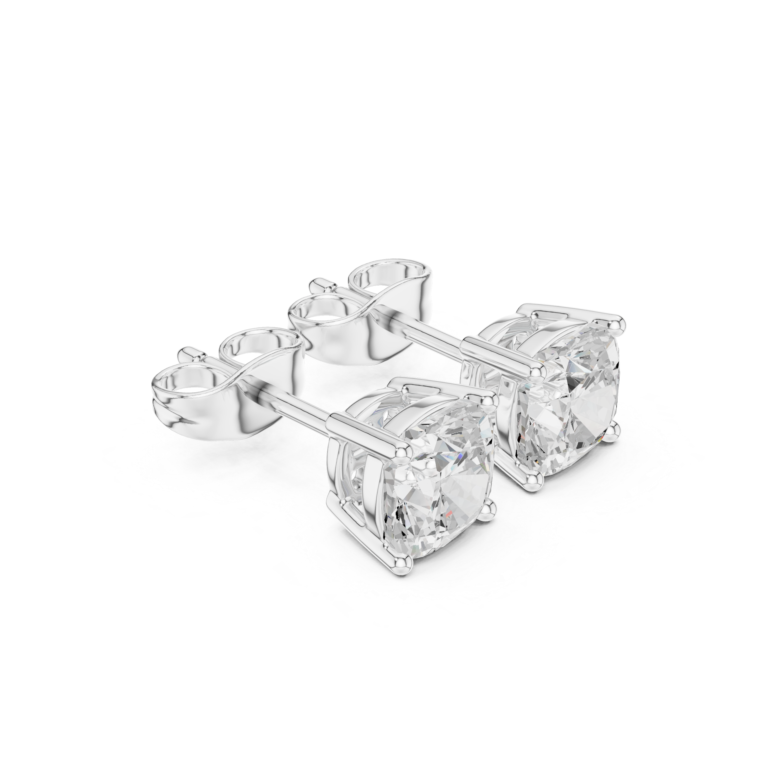 Cushion Cut Solitaire Stud Earrings