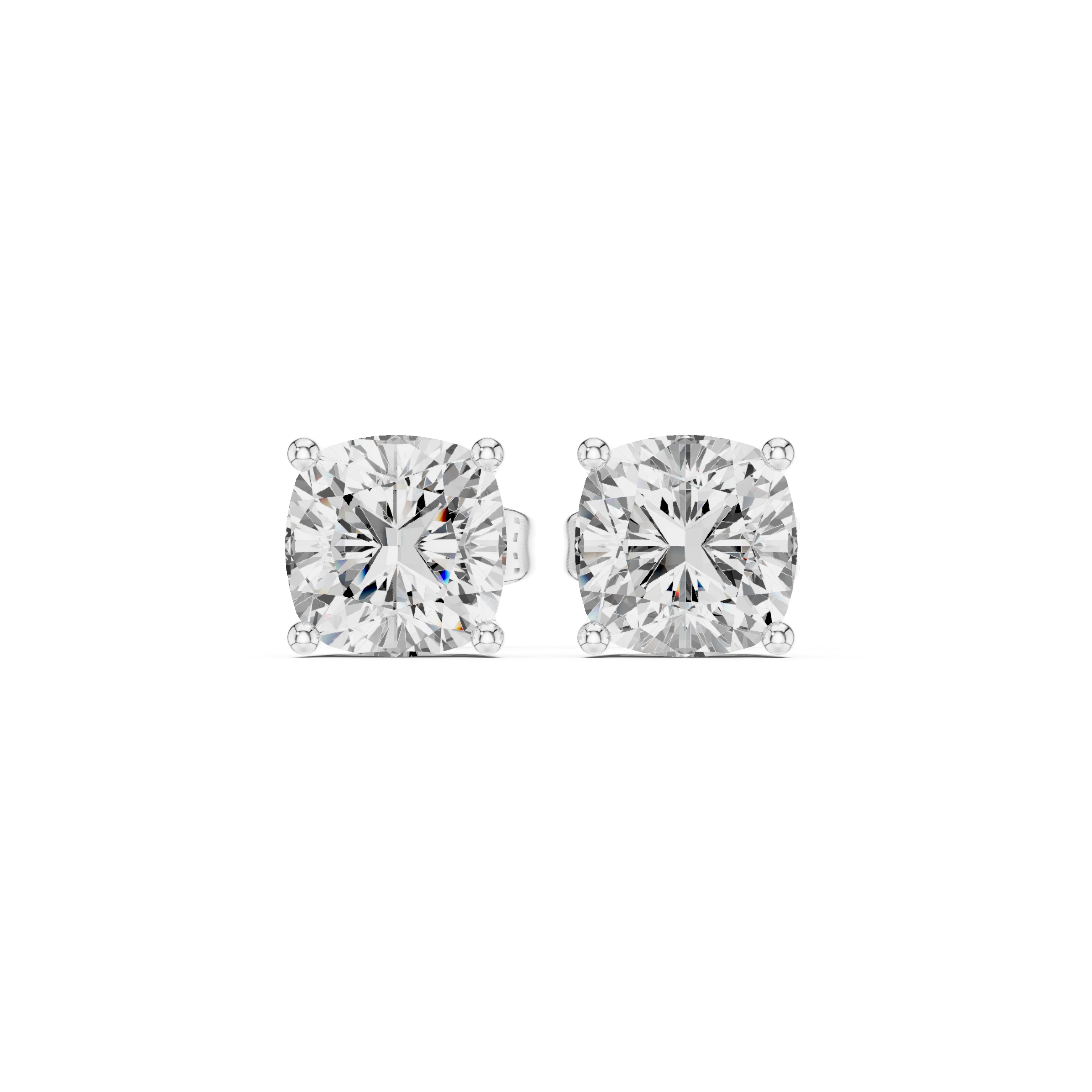 Cushion Cut Solitaire Stud Earrings