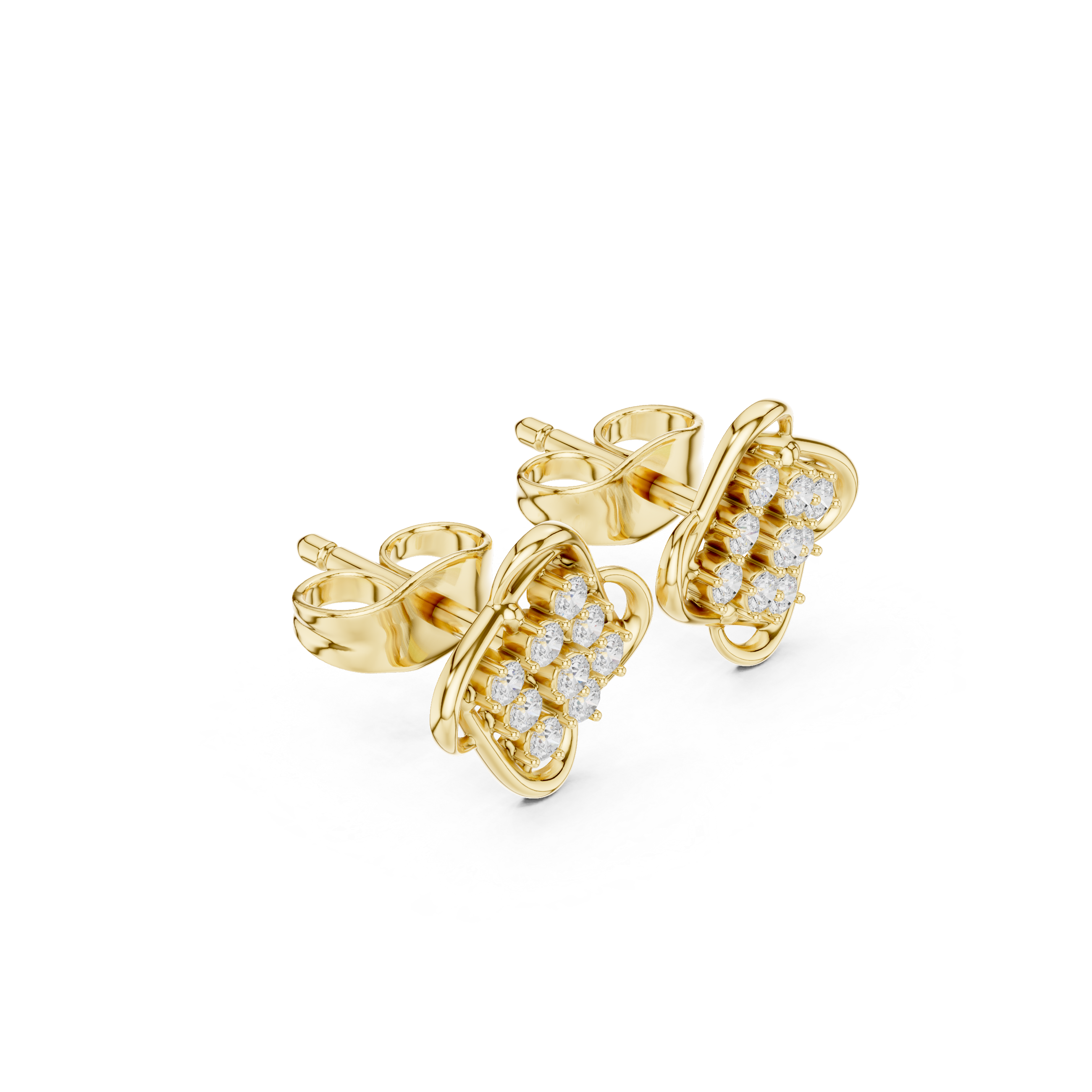 Geometric Clover Diamond Stud Earrings