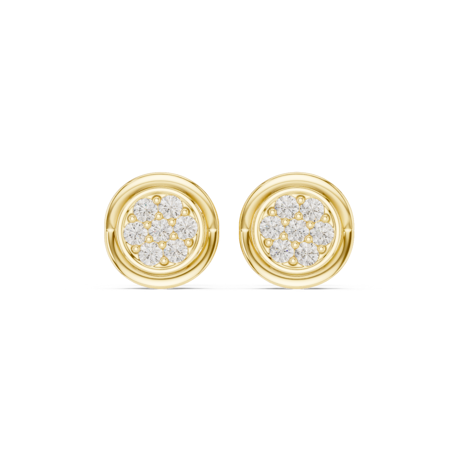 Classic Round Cluster Diamond Stud Earrings