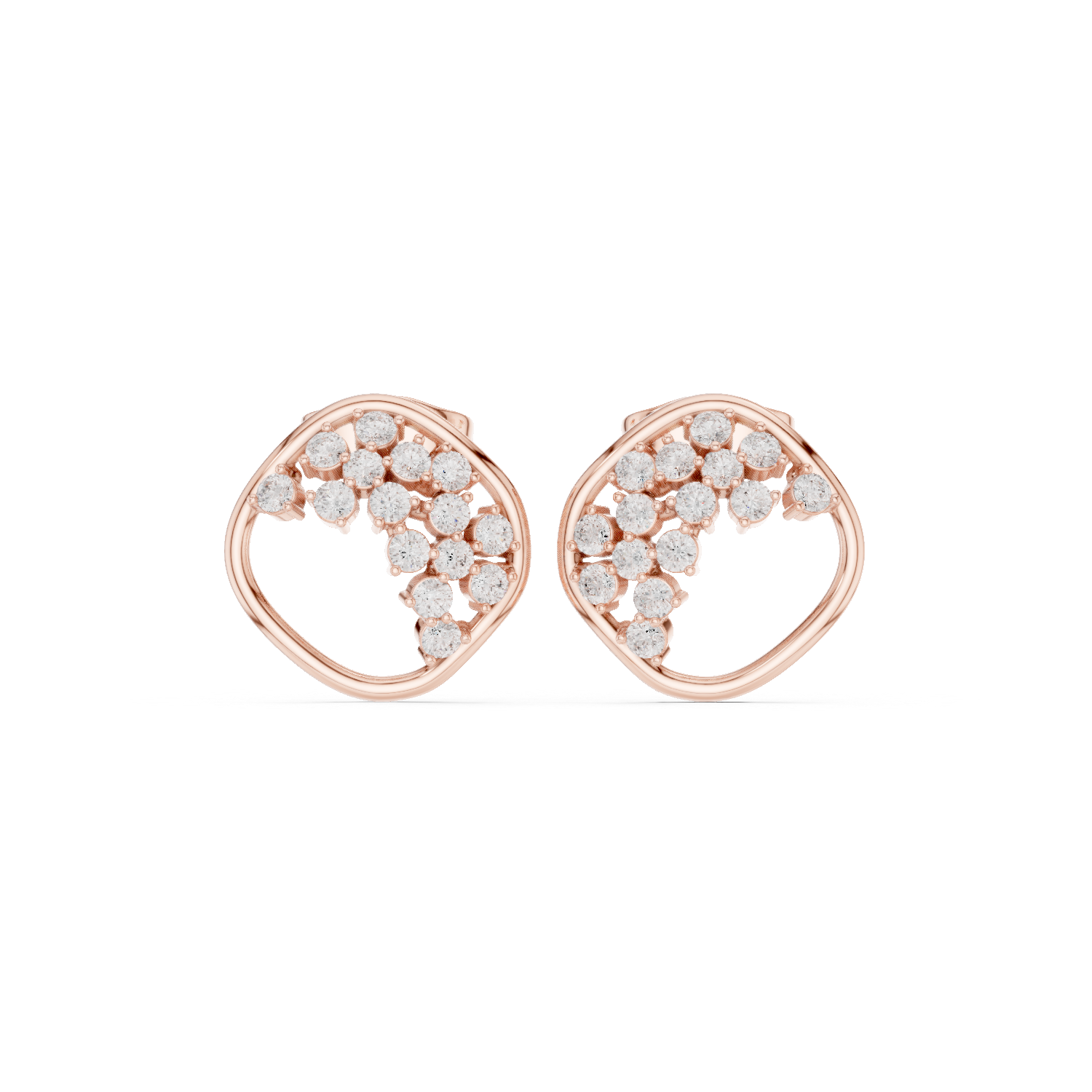 Floral Cluster Diamond Stud Earrings
