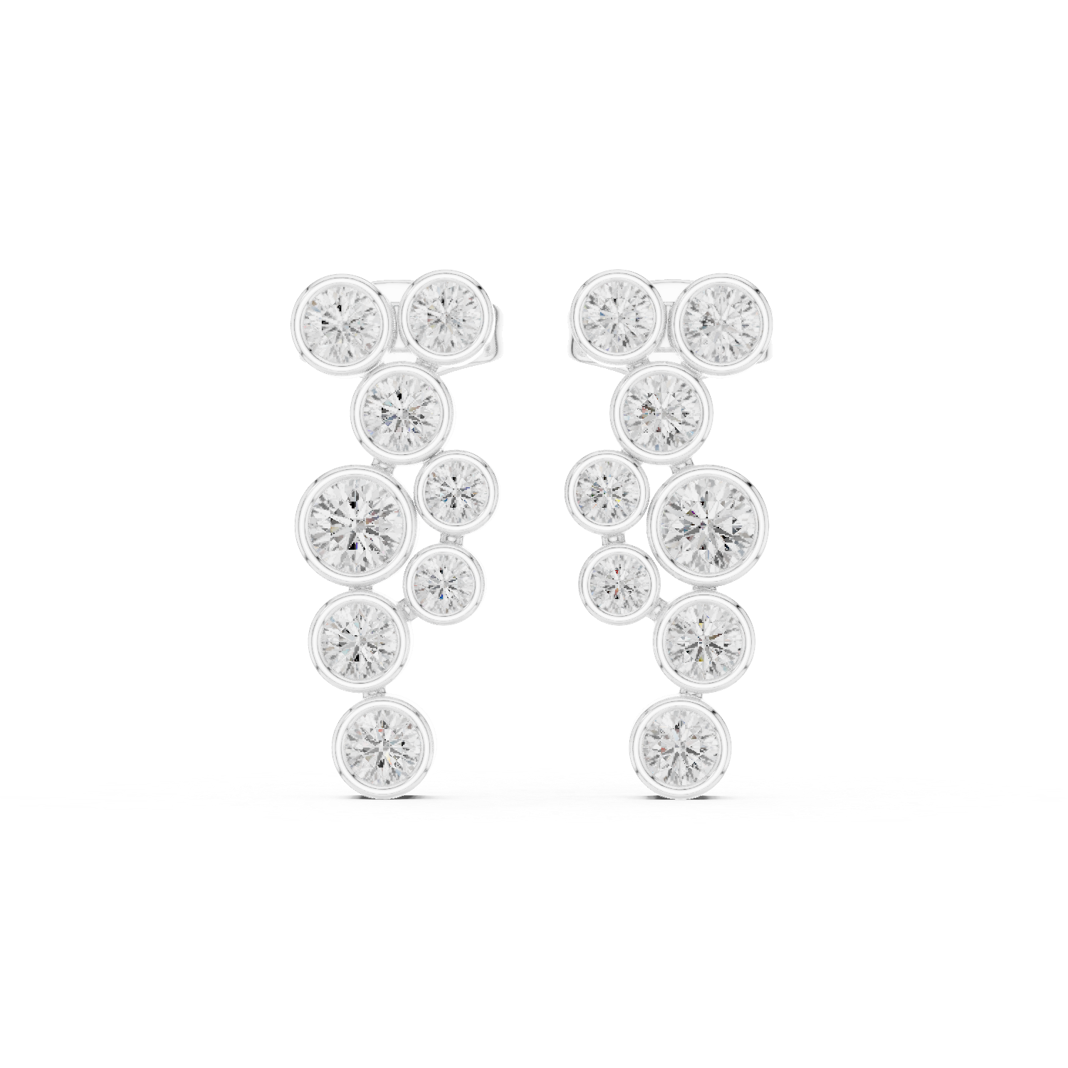Graduated Bubble Diamond Drop Stud Earrings