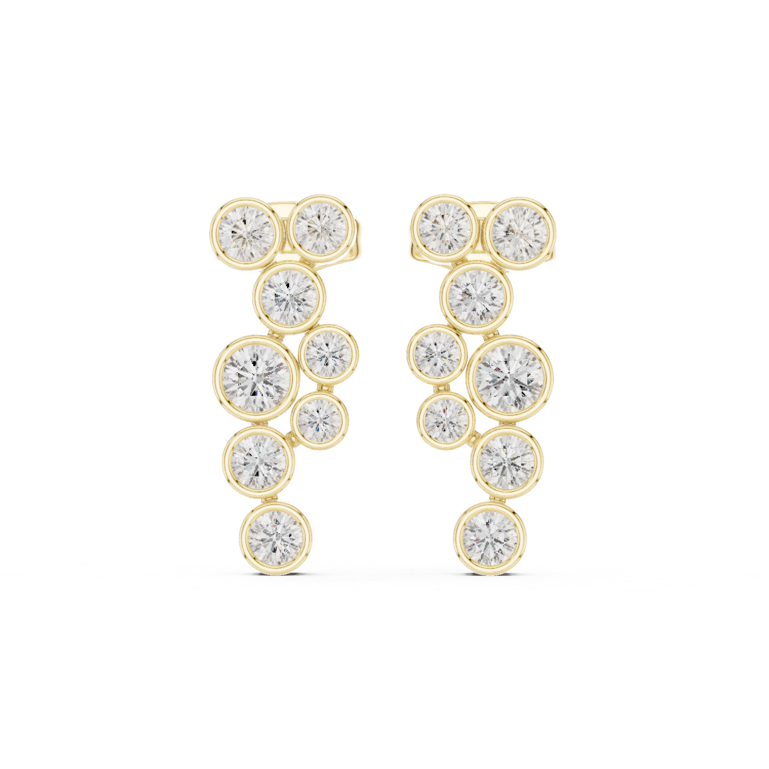 Graduated Bubble Diamond Drop Stud Earrings
