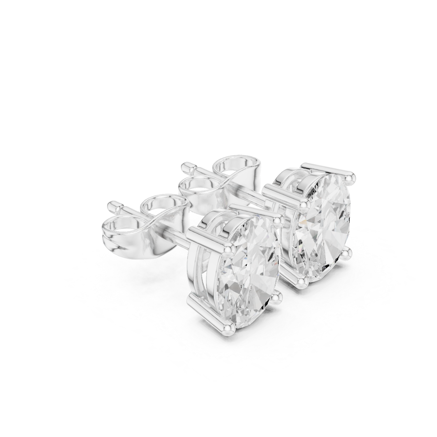 Oval Cut Solitaire Stud Earrings