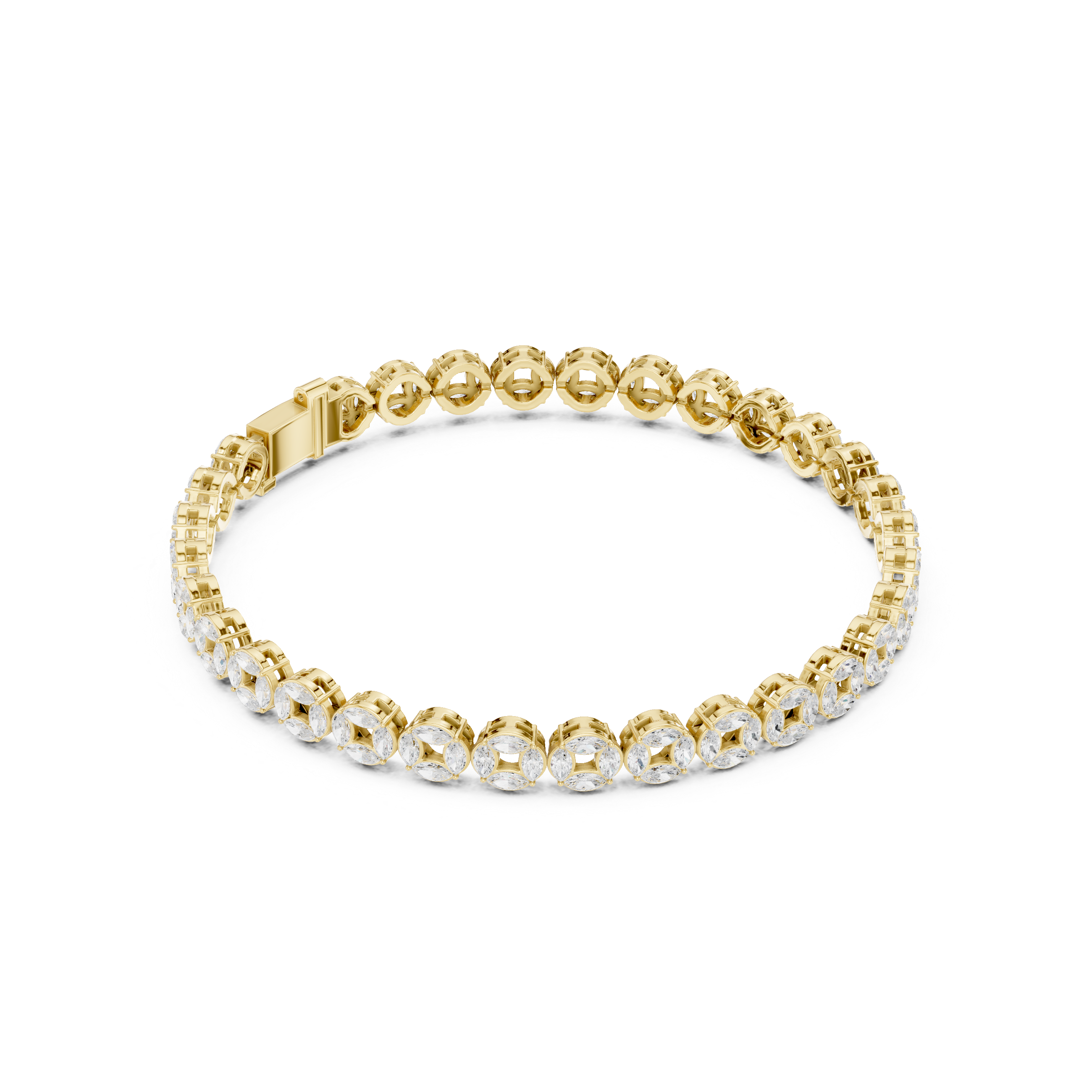 Marquise Halo Link Diamond Tennis Bracelet