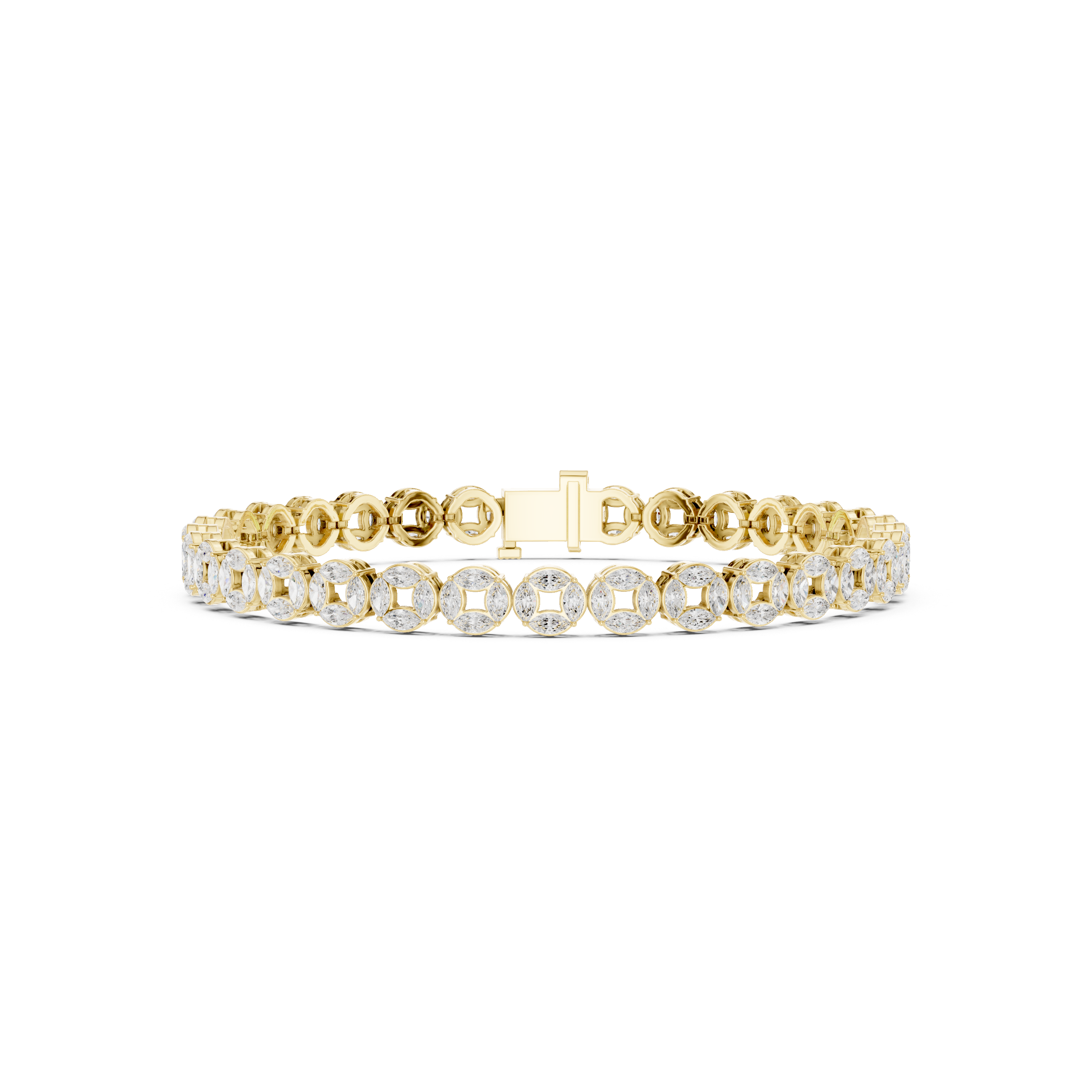 Marquise Halo Link Diamond Tennis Bracelet