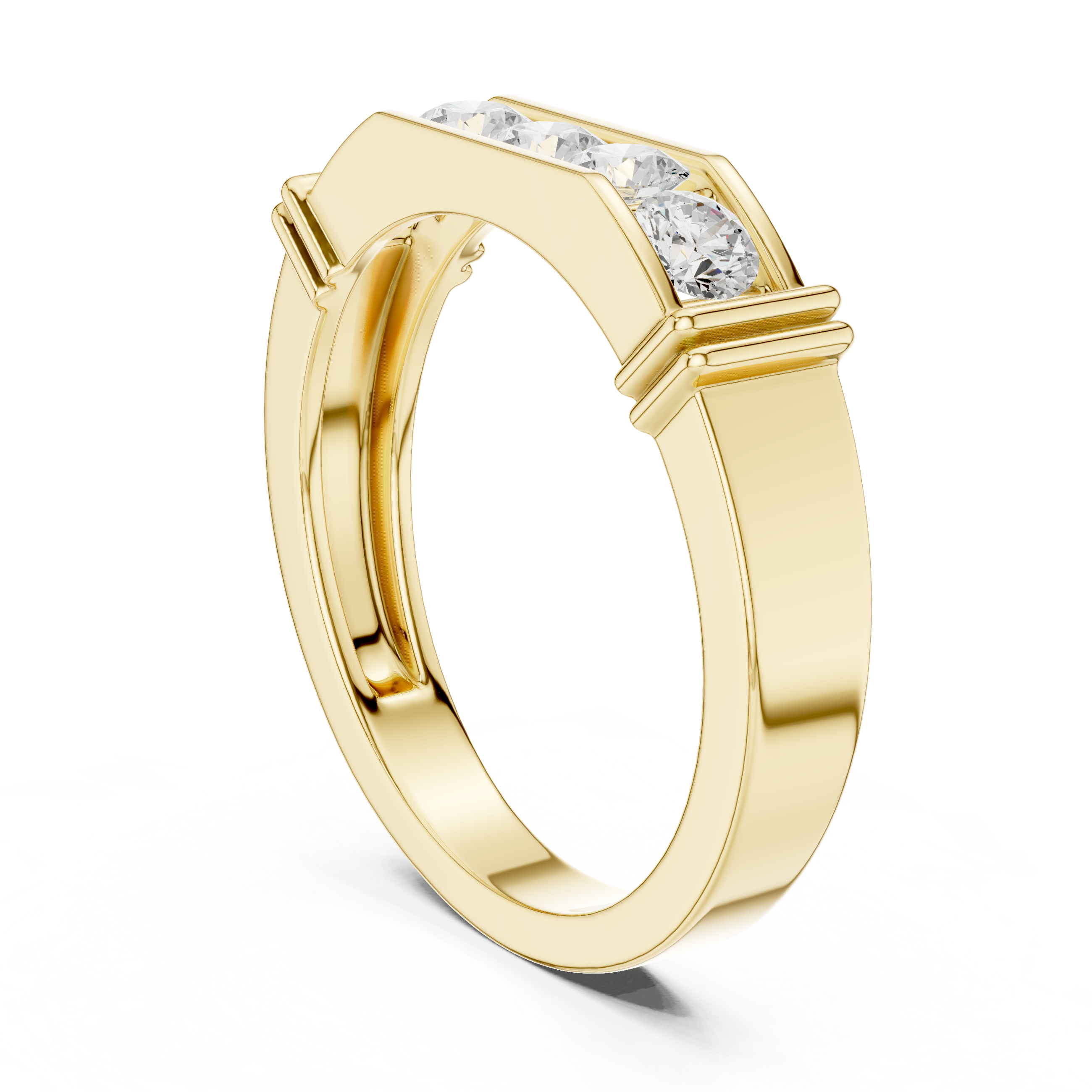 Men’s Horizontal Diamond Bar Ring in Gold