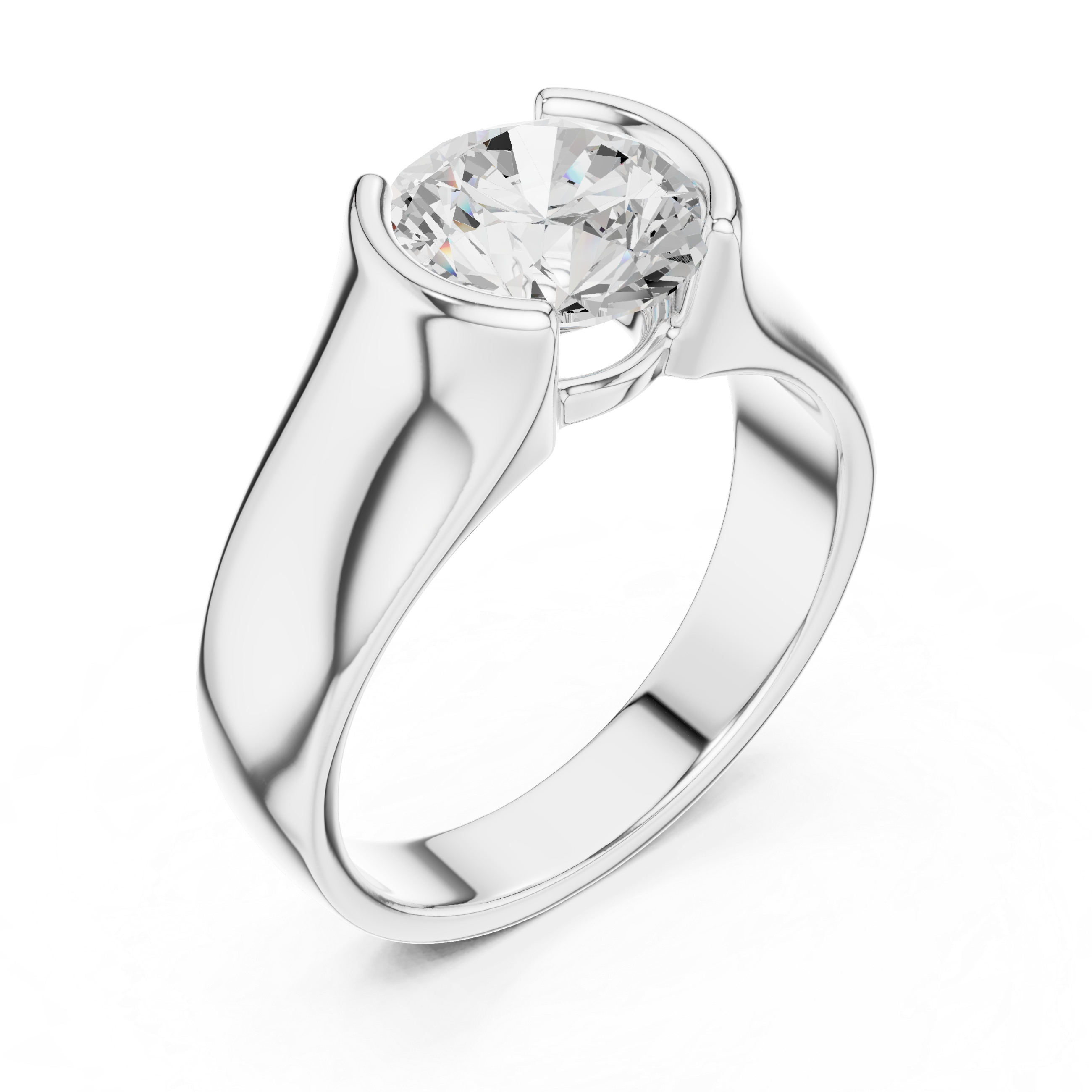 Men’s Bold Solitaire Gold Ring with Round Diamond Center