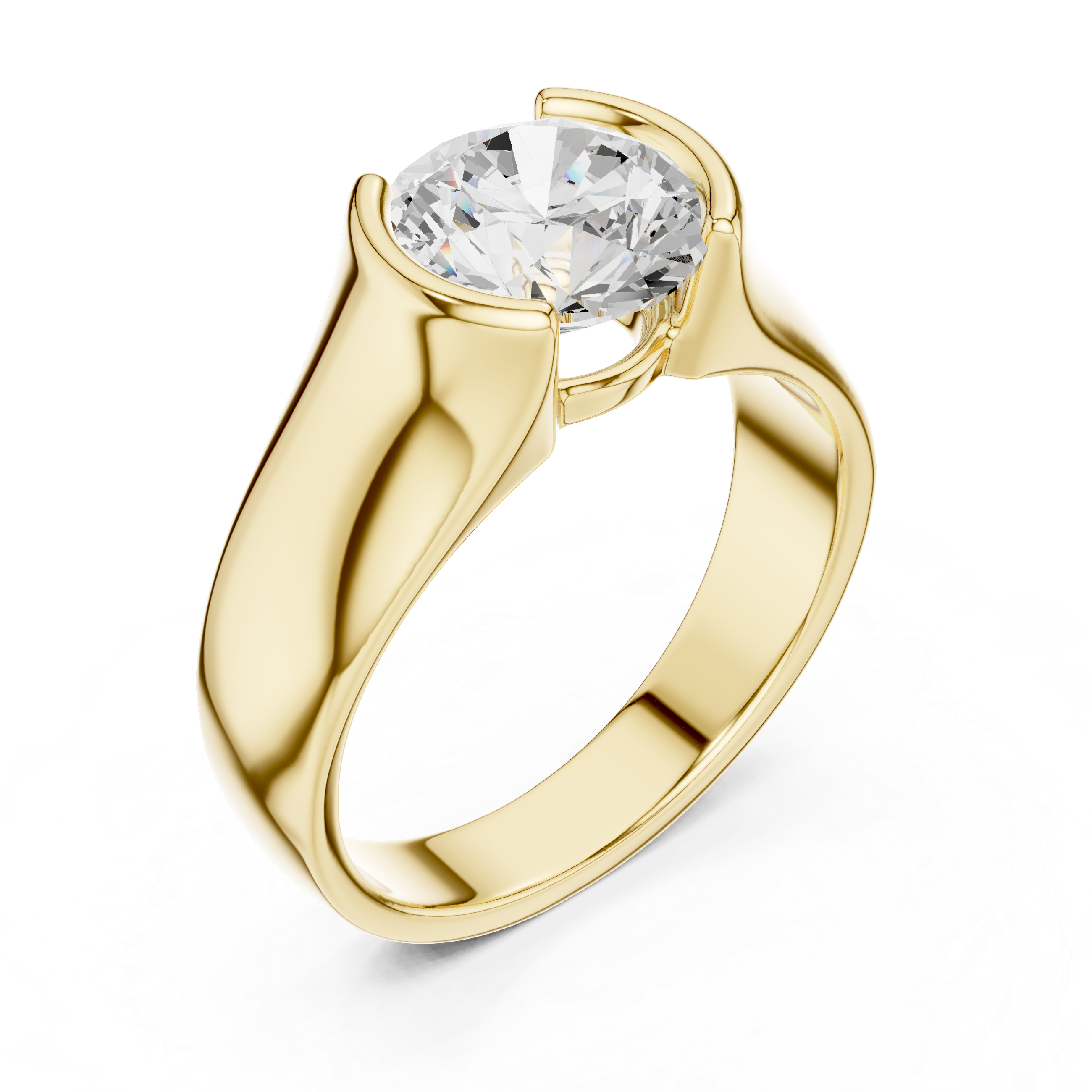 Men’s Bold Solitaire Gold Ring with Round Diamond Center