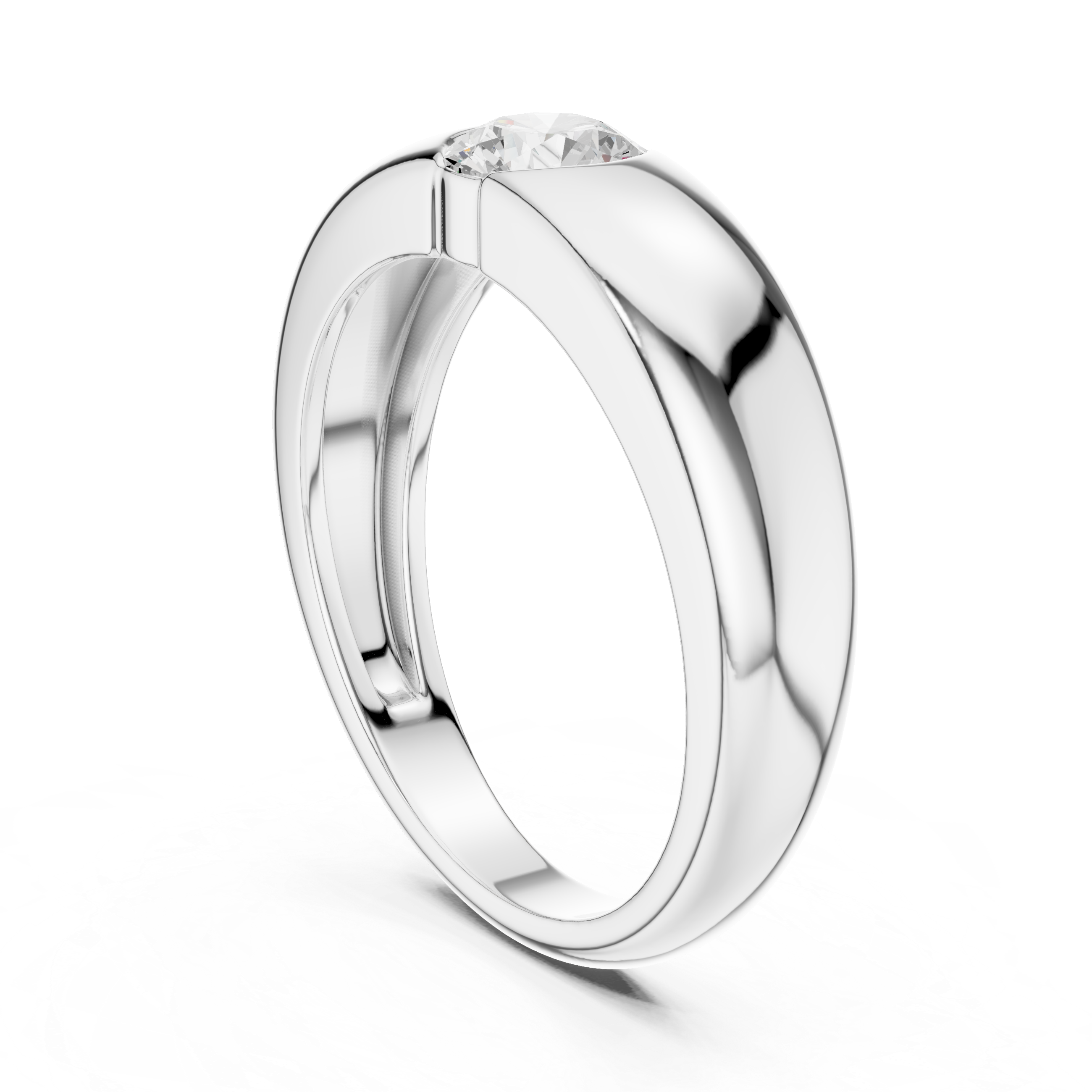 Minimal Bezel Set Solitaire Men’s Ring