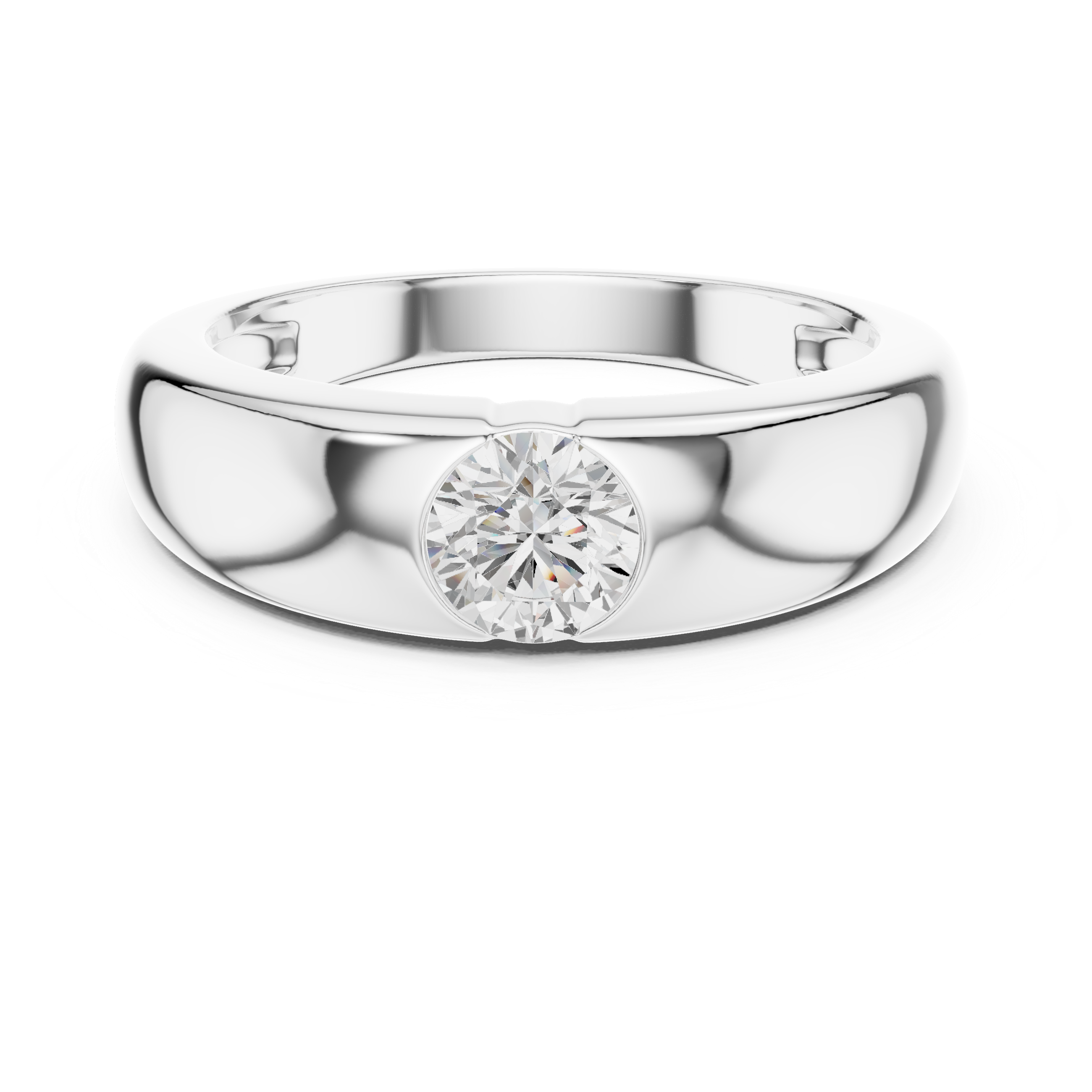 Minimal Bezel Set Solitaire Men’s Ring