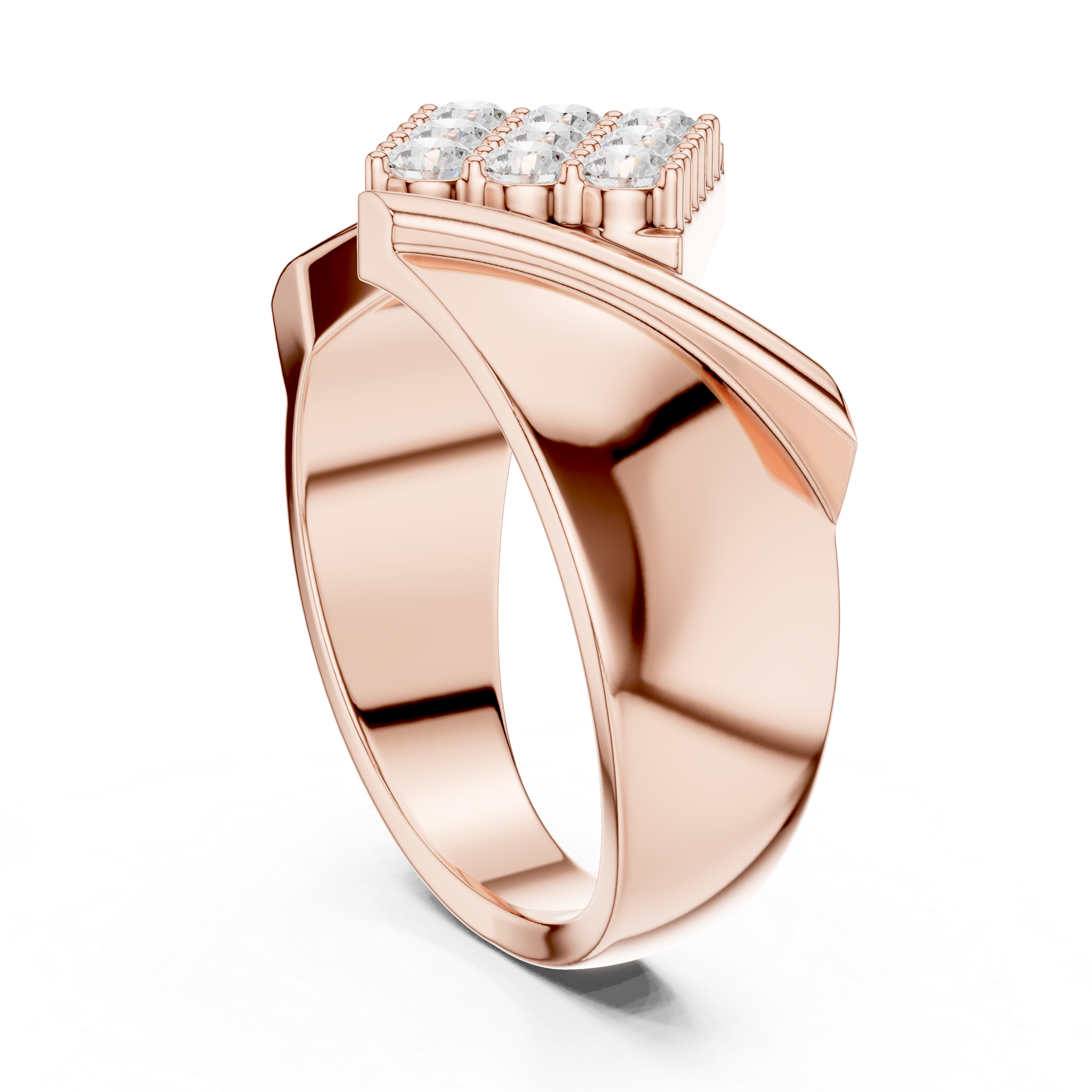 Diagonal Cluster Diamond Men’s Statement Ring