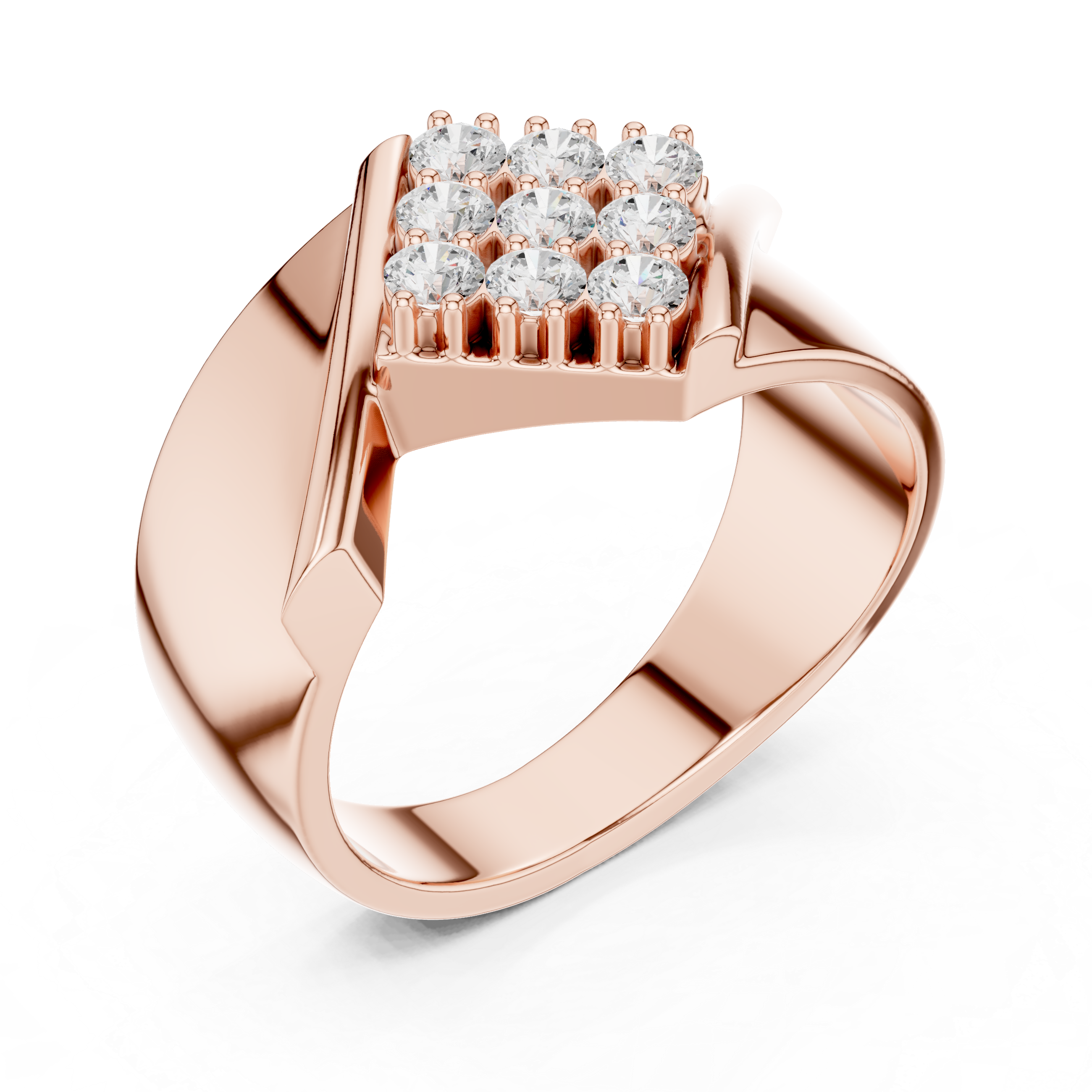 Diagonal Cluster Diamond Men’s Statement Ring