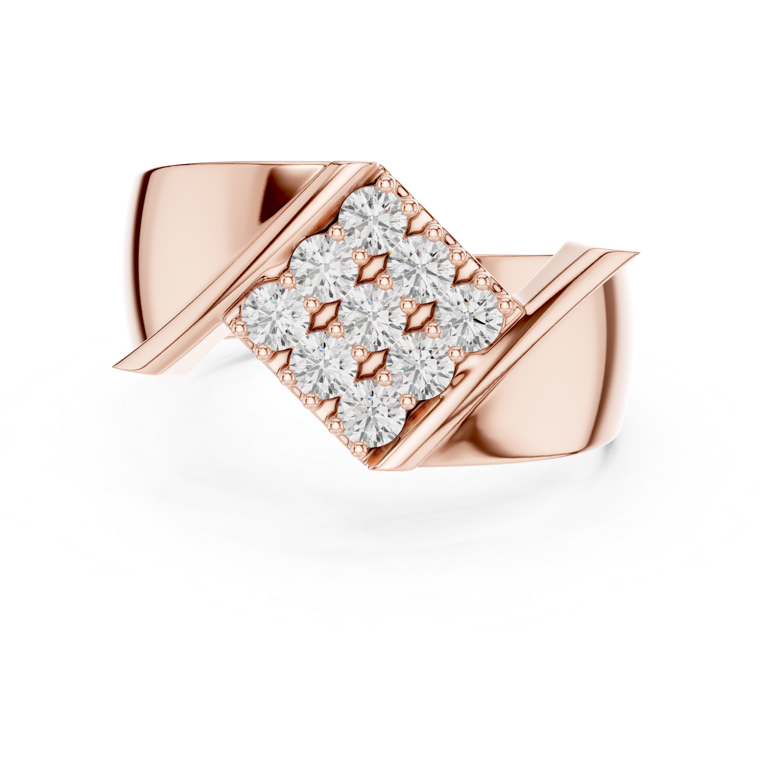 Diagonal Cluster Diamond Men’s Statement Ring