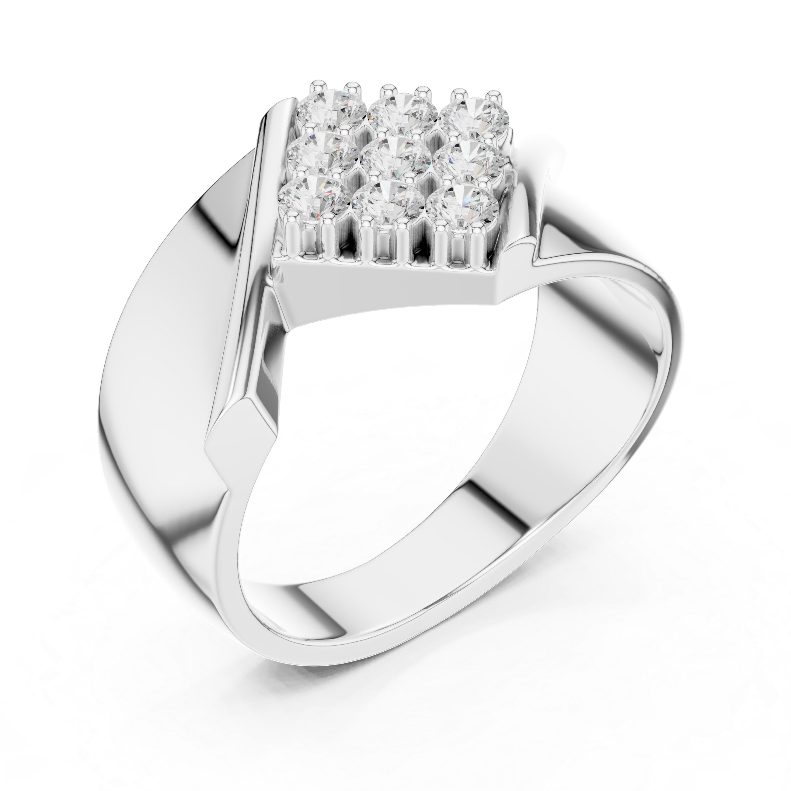 Diagonal Cluster Diamond Men’s Statement Ring