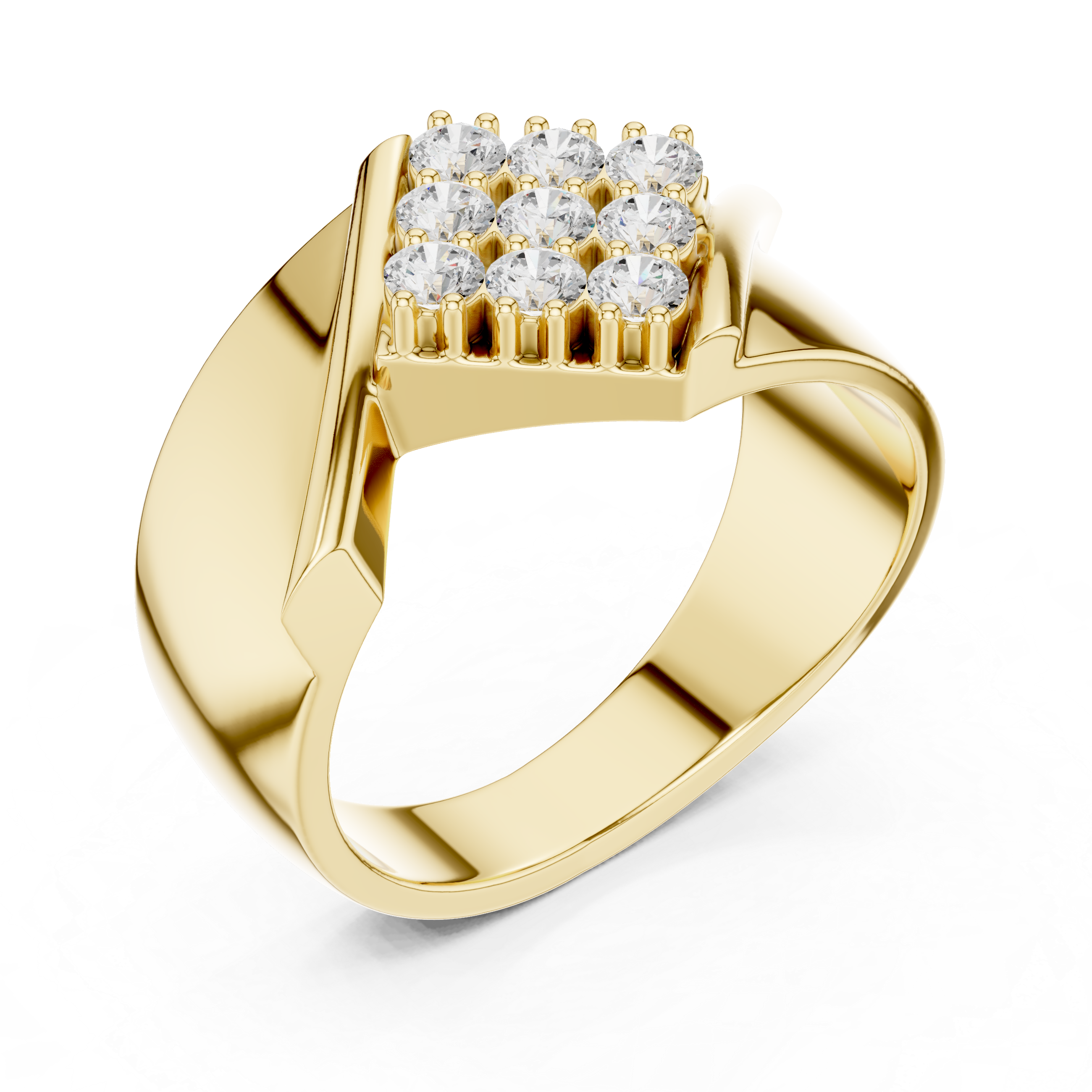 Diagonal Cluster Diamond Men’s Statement Ring