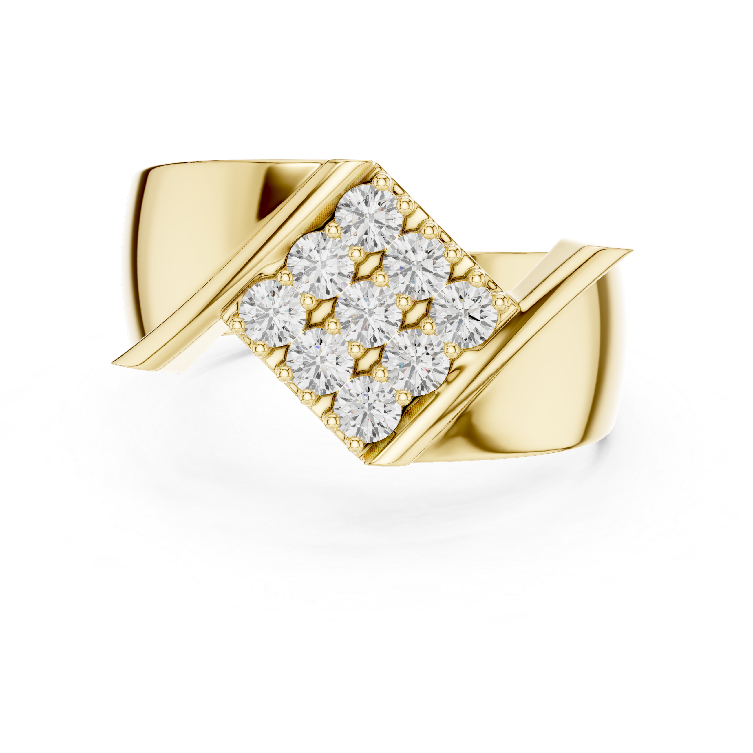 Diagonal Cluster Diamond Men’s Statement Ring