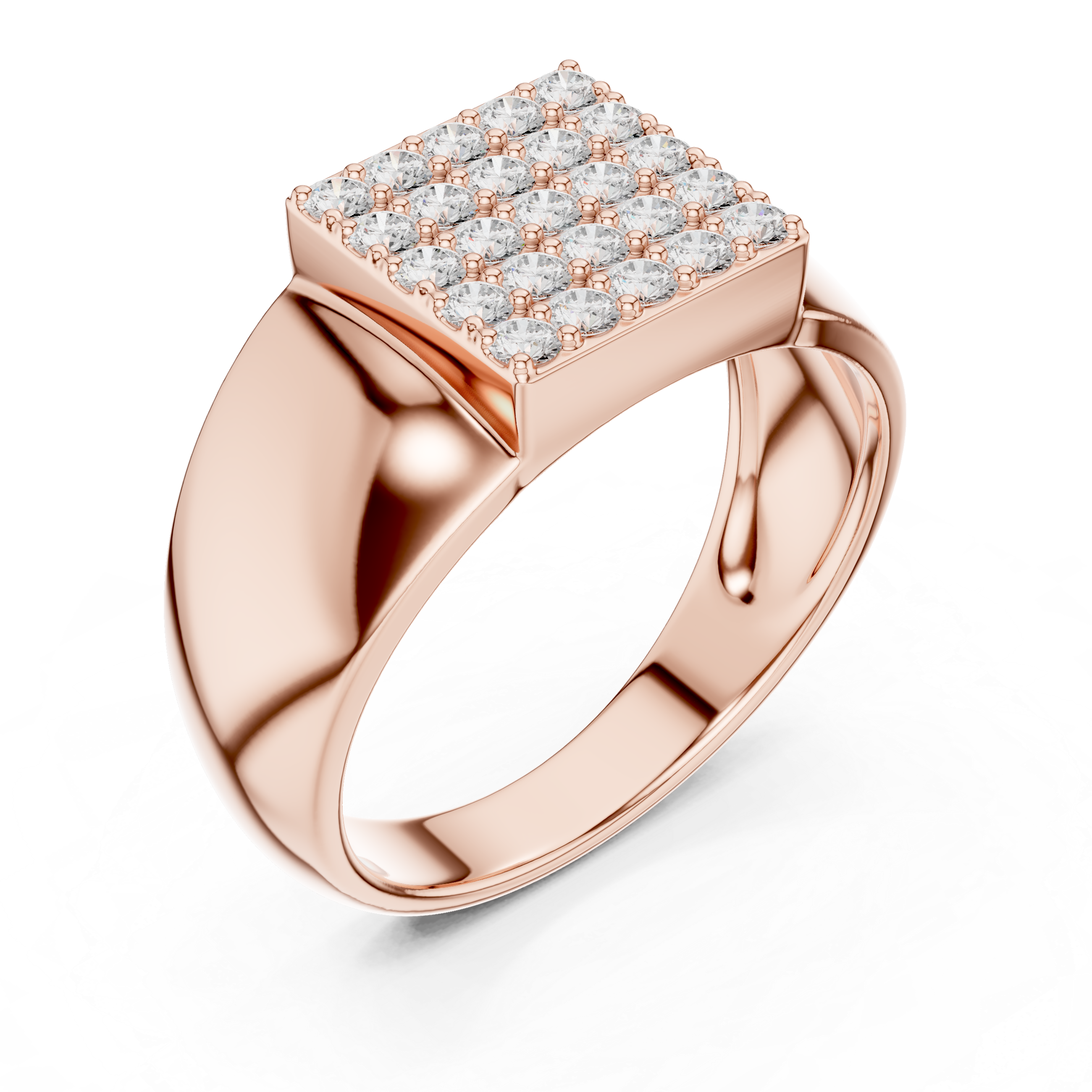 Square Cluster Diamond Men’s Signet Ring