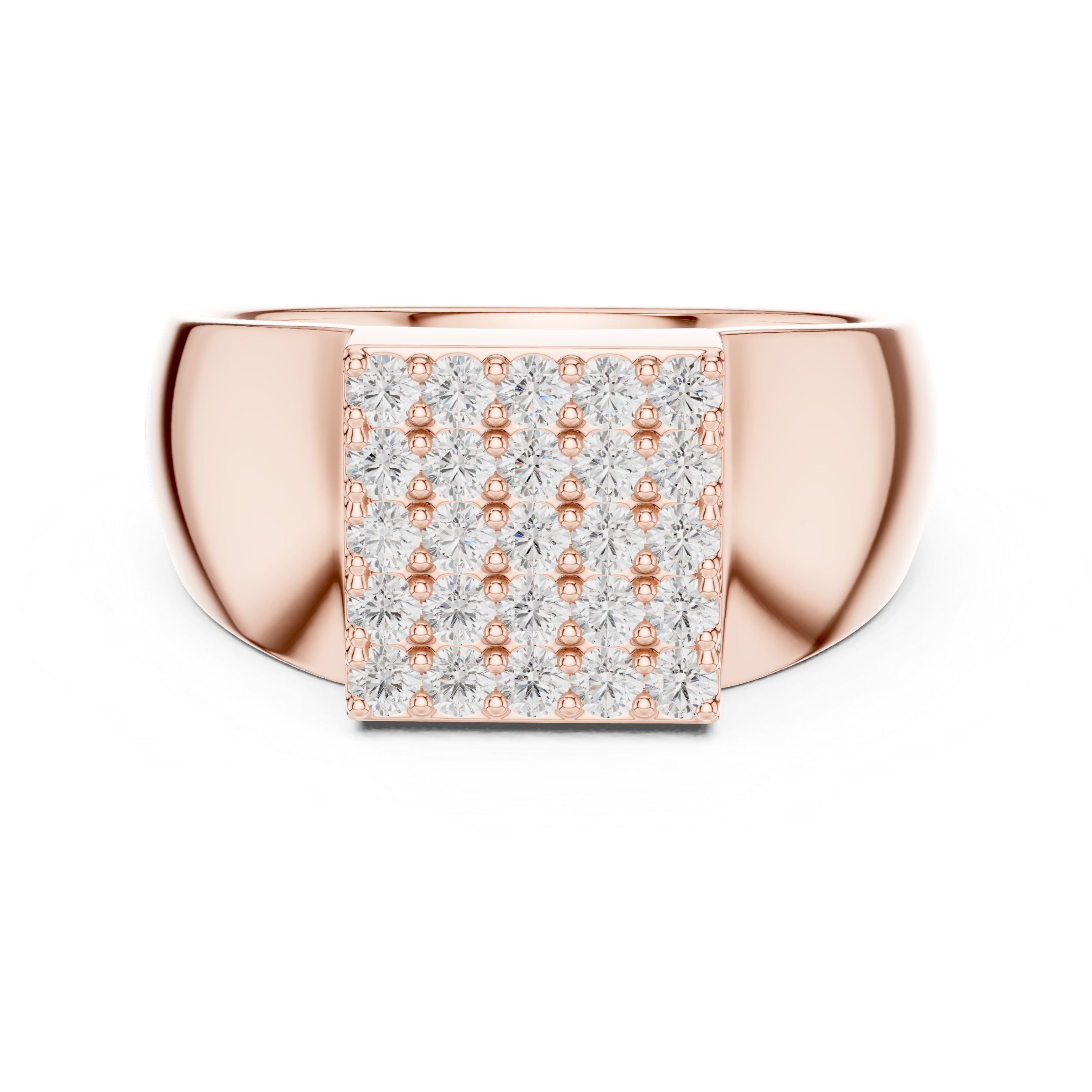 Square Cluster Diamond Men’s Signet Ring