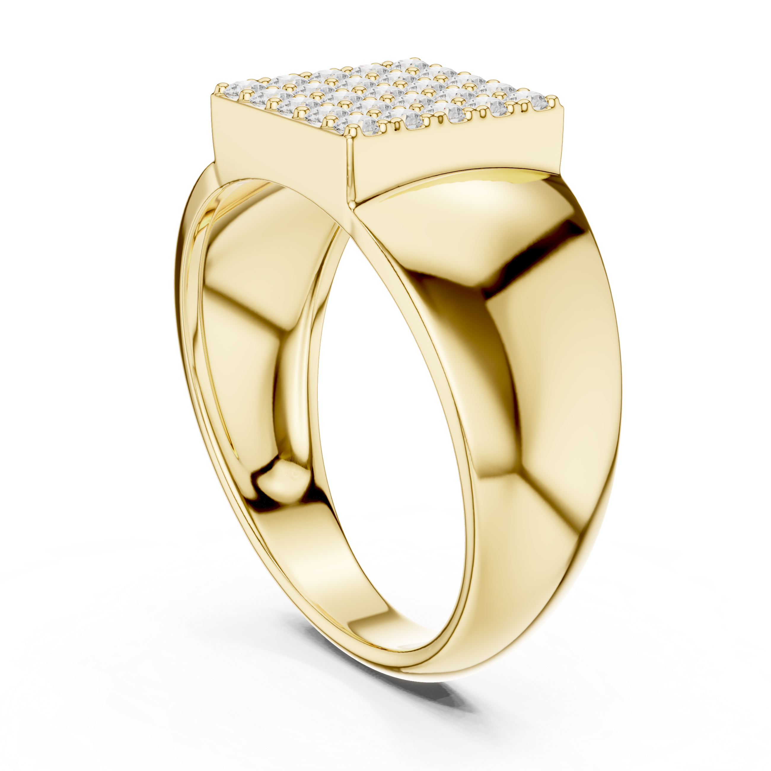Square Cluster Diamond Men’s Signet Ring