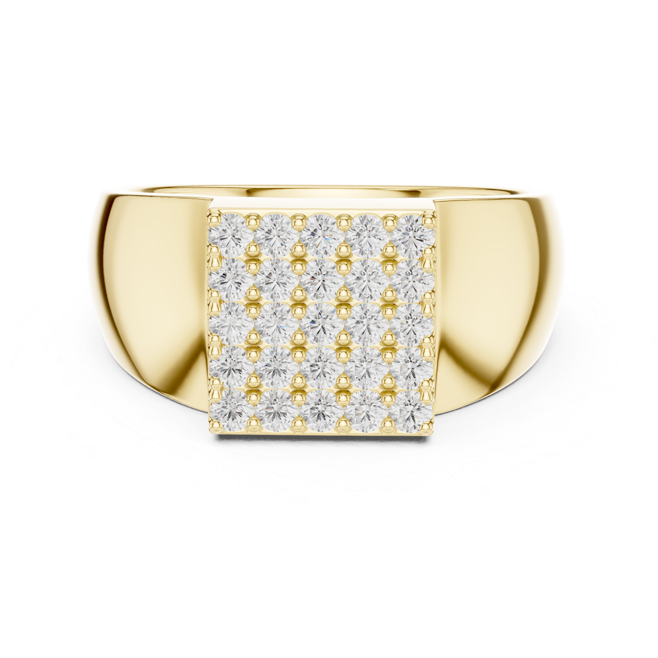 Square Cluster Diamond Men’s Signet Ring