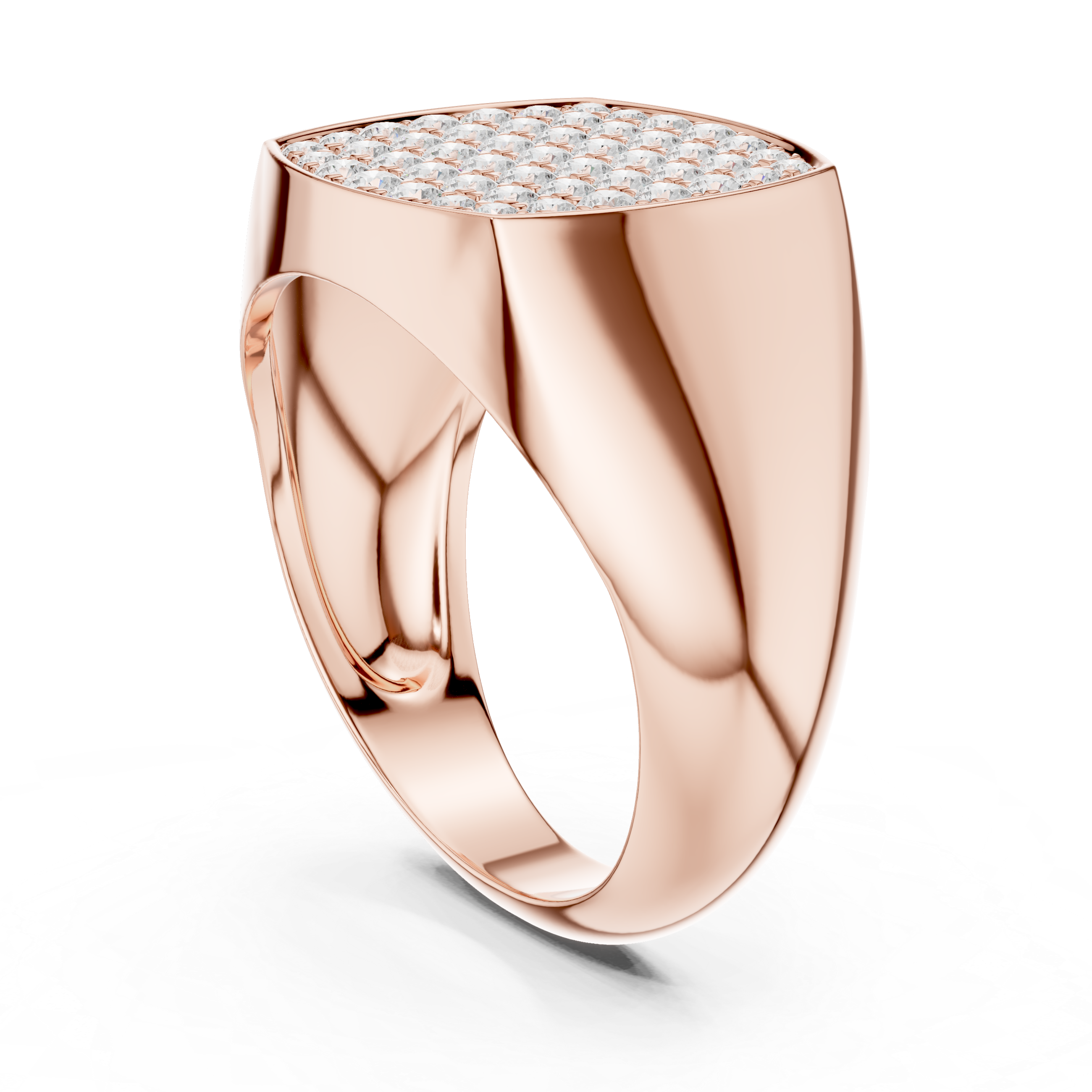 Men’s Pavé Diamond Signet Ring in Gold